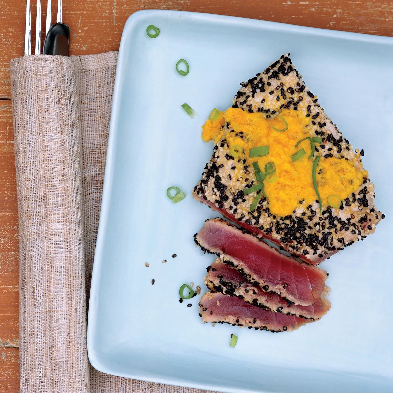 Sesame Seared Tuna with Ginger Carrot Dipping Sauce