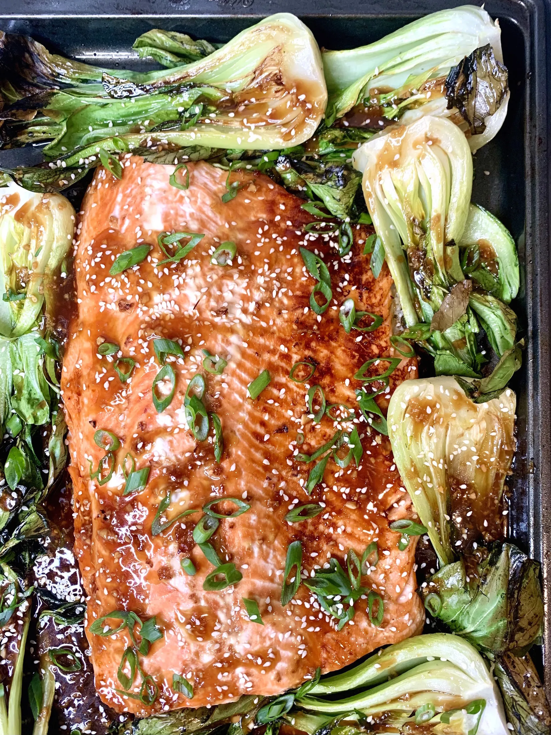 Sheet Pan Salmon Bok Choy