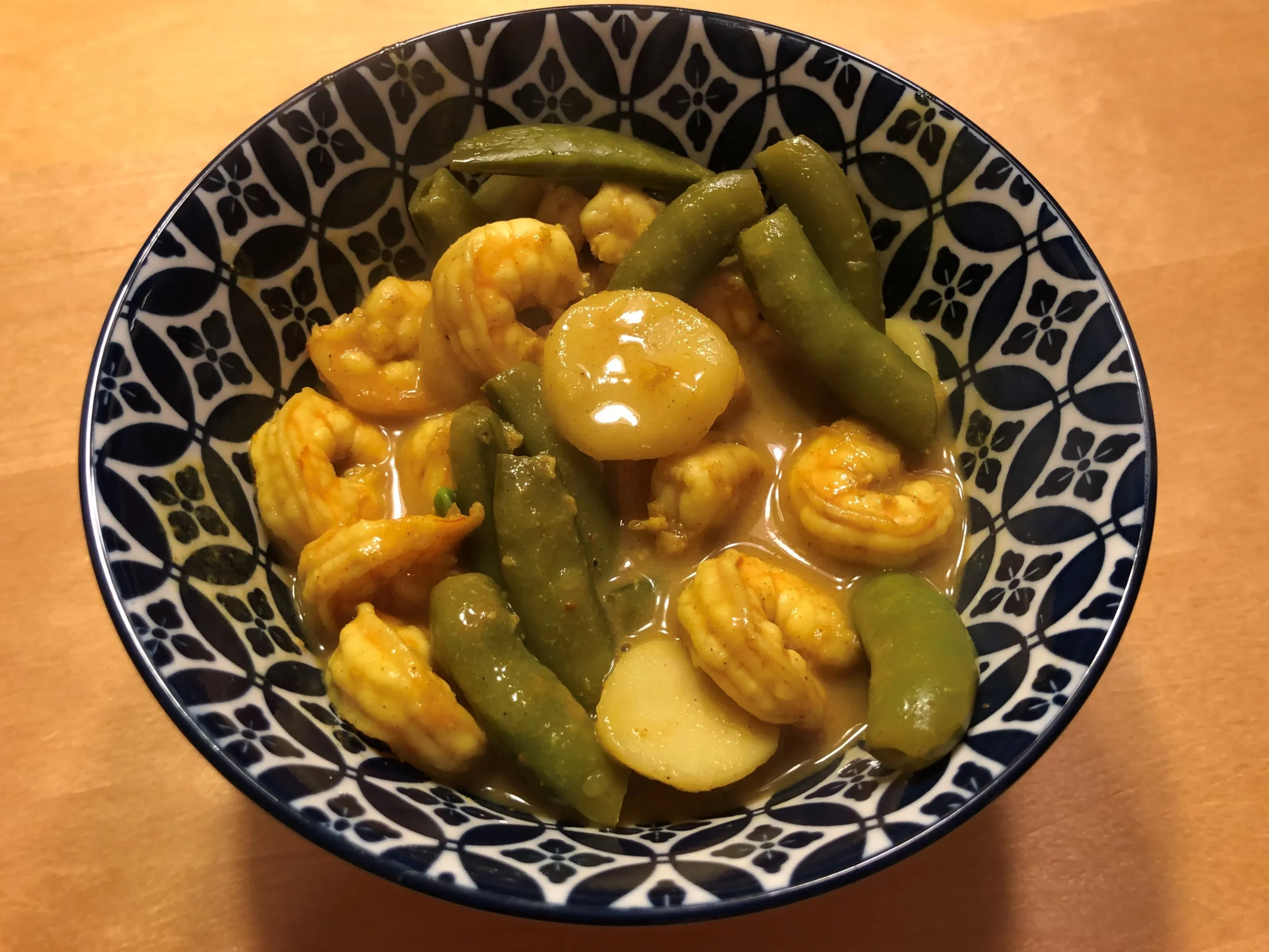 Shrimp Curry with Snap Peas and Water Chestnuts