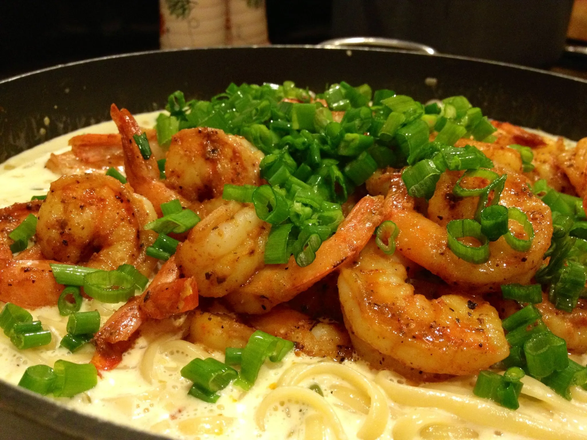 Shrimp Fettuccine with No Cook Tomato Sauce