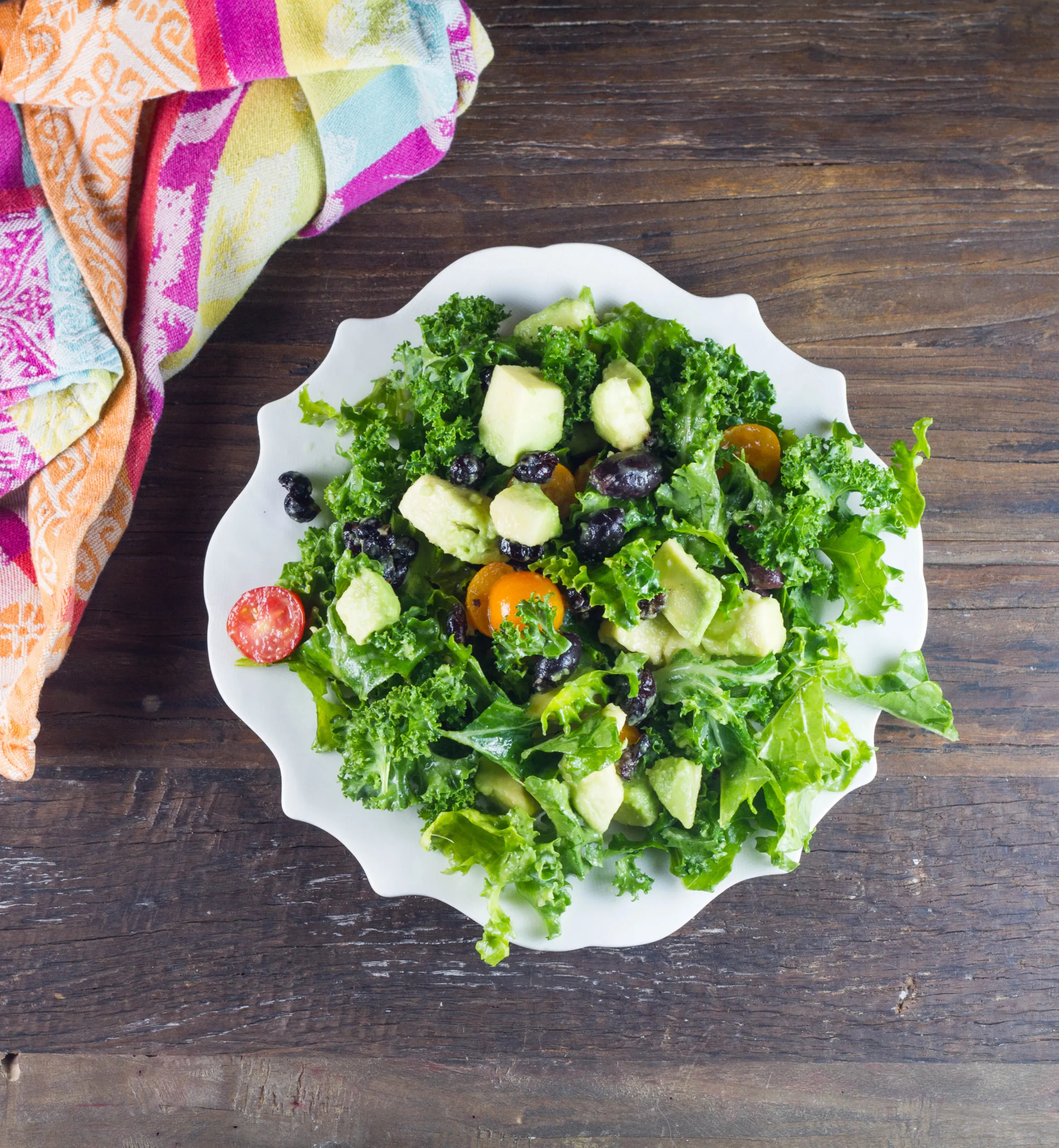Simple Kale Salad with Avocado Dressing