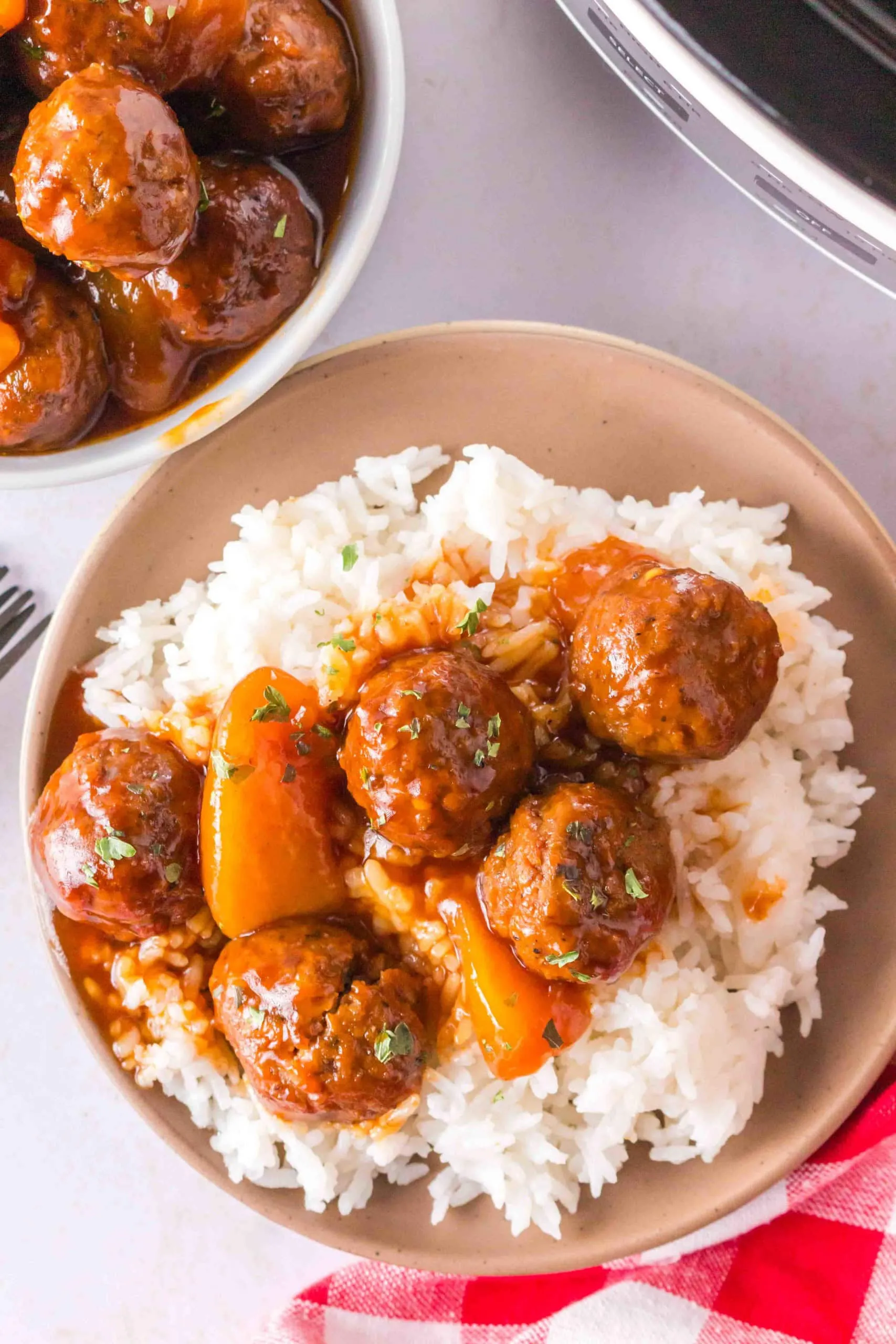 Slow Cooker BBQ Peach Meatballs