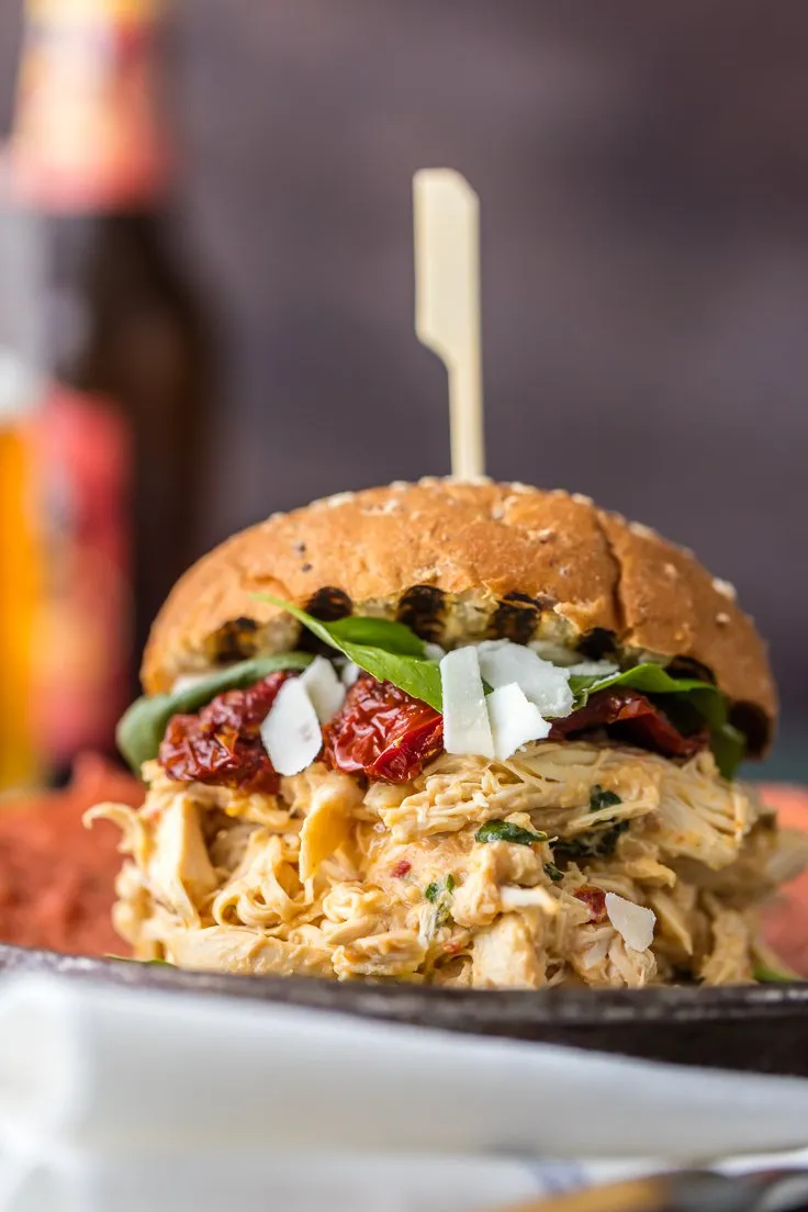 Slow Cooker Chicken Alfredo Sandwiches