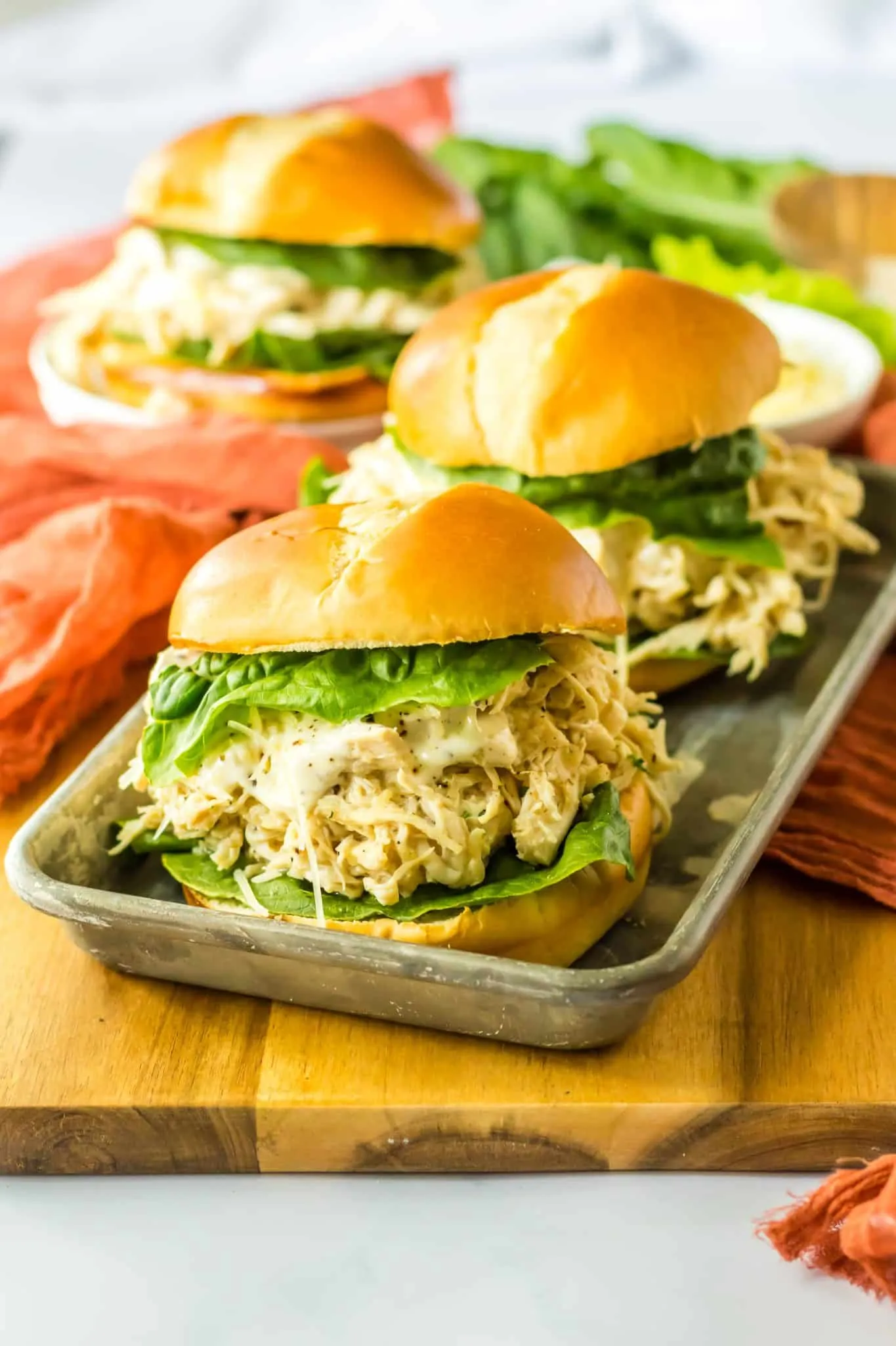 Slow Cooker Chicken Caesar Salad Sandwiches