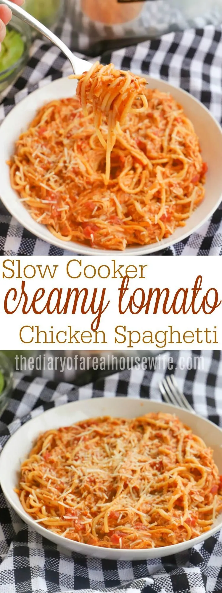 Slow Cooker Creamy Tomato Chicken Spaghetti