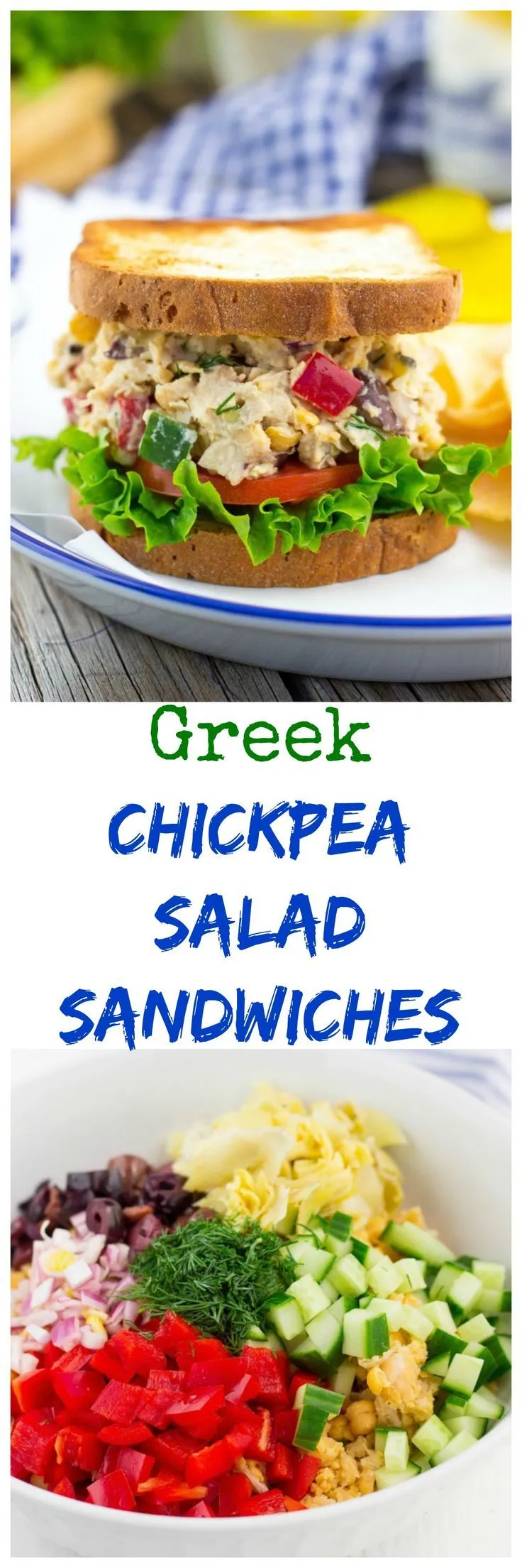 Smashed Chickpea Greek Salad Sandwich