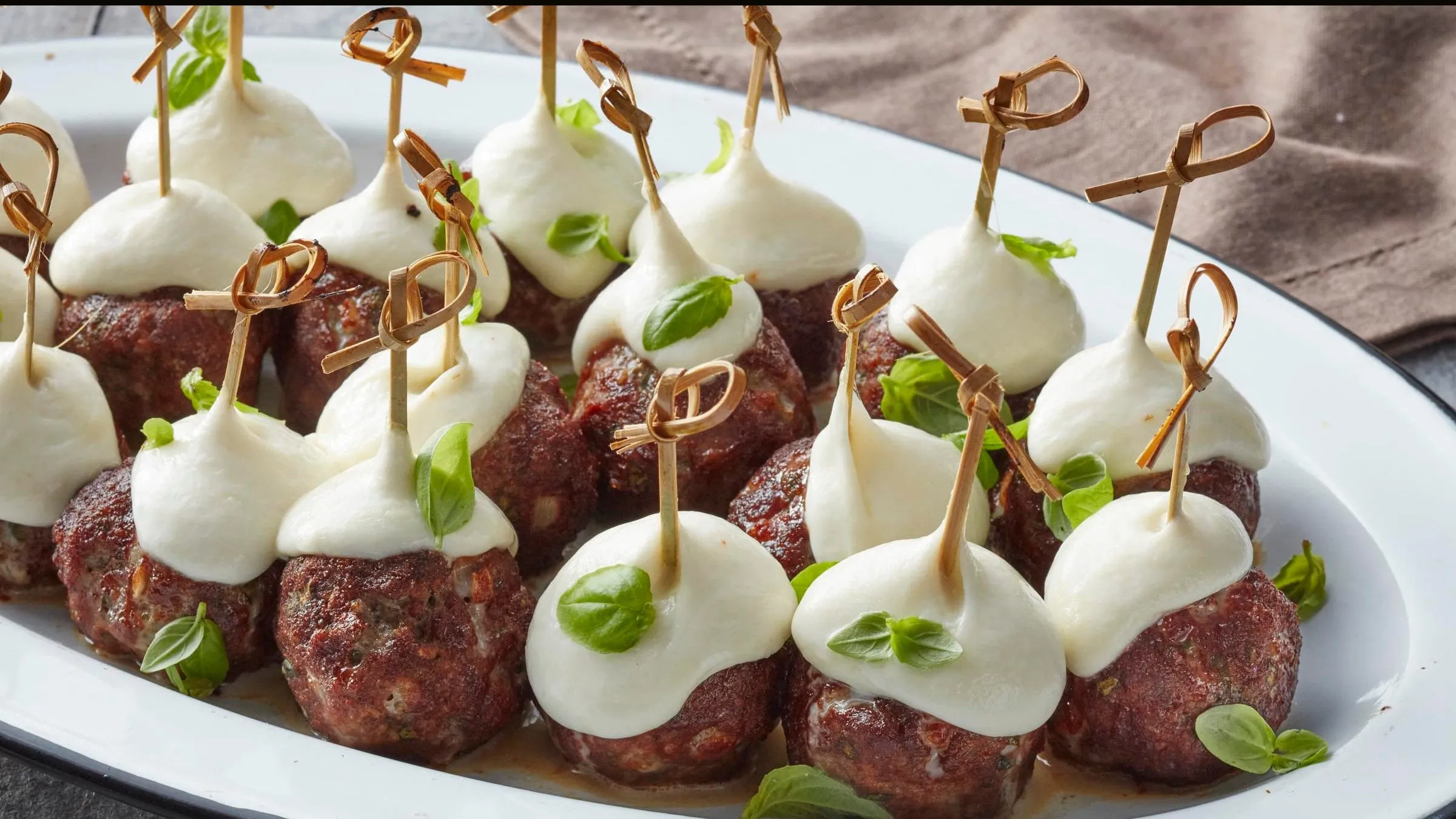 Smoked Hickory Meatball Skewers Mozzarella