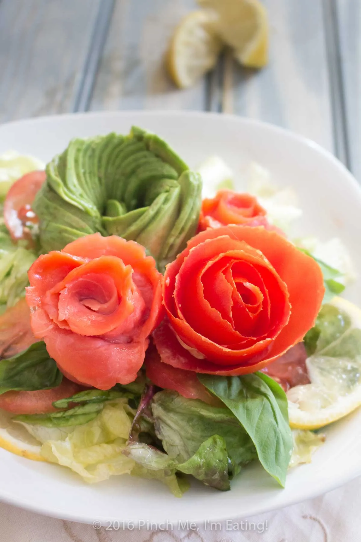 Smoked Salmon Tomato and Avocado Rose Salad