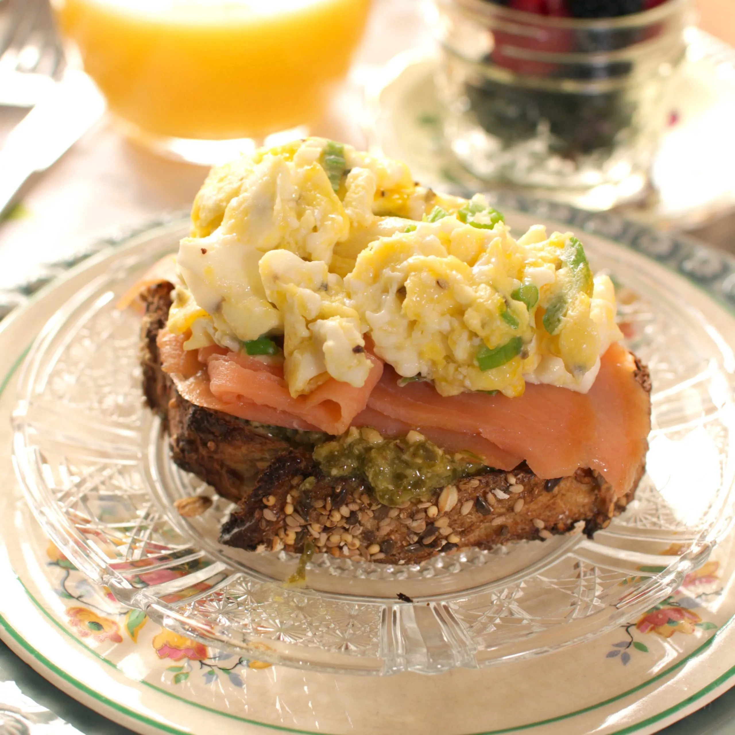 Smoked Salmon with Eggs and Pesto for One