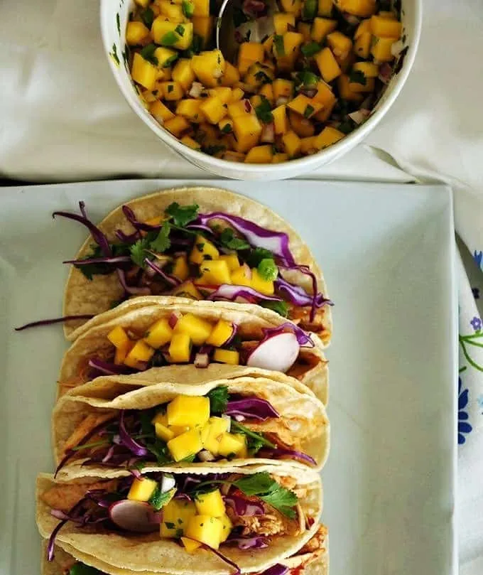Smoky Chicken Tacos with Mango Pico de Gallo
