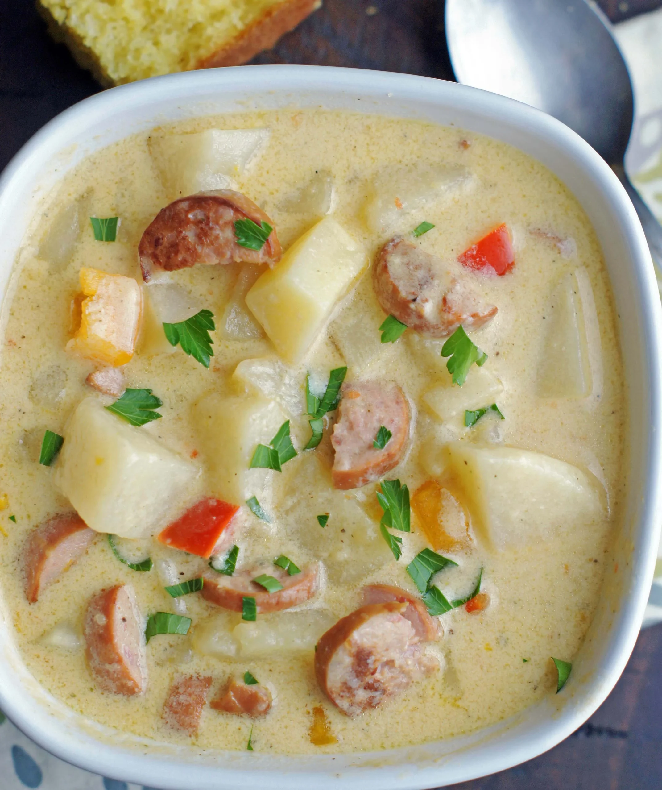 Smoky Sausage Potato and White Bean Soup