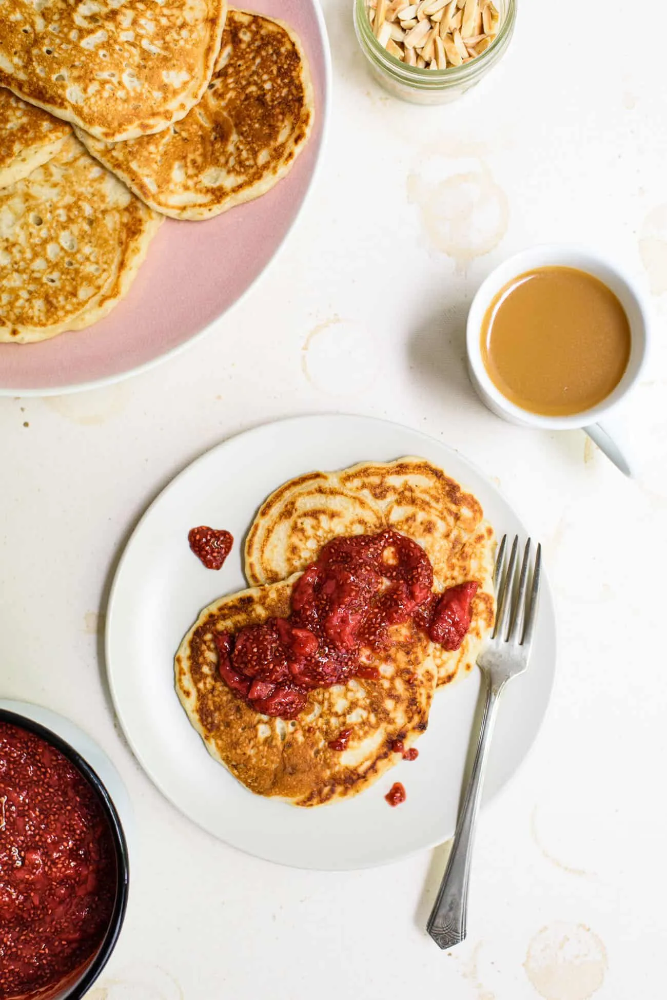 Sourdough Discard Pancakes with Strawberry Chia Jam