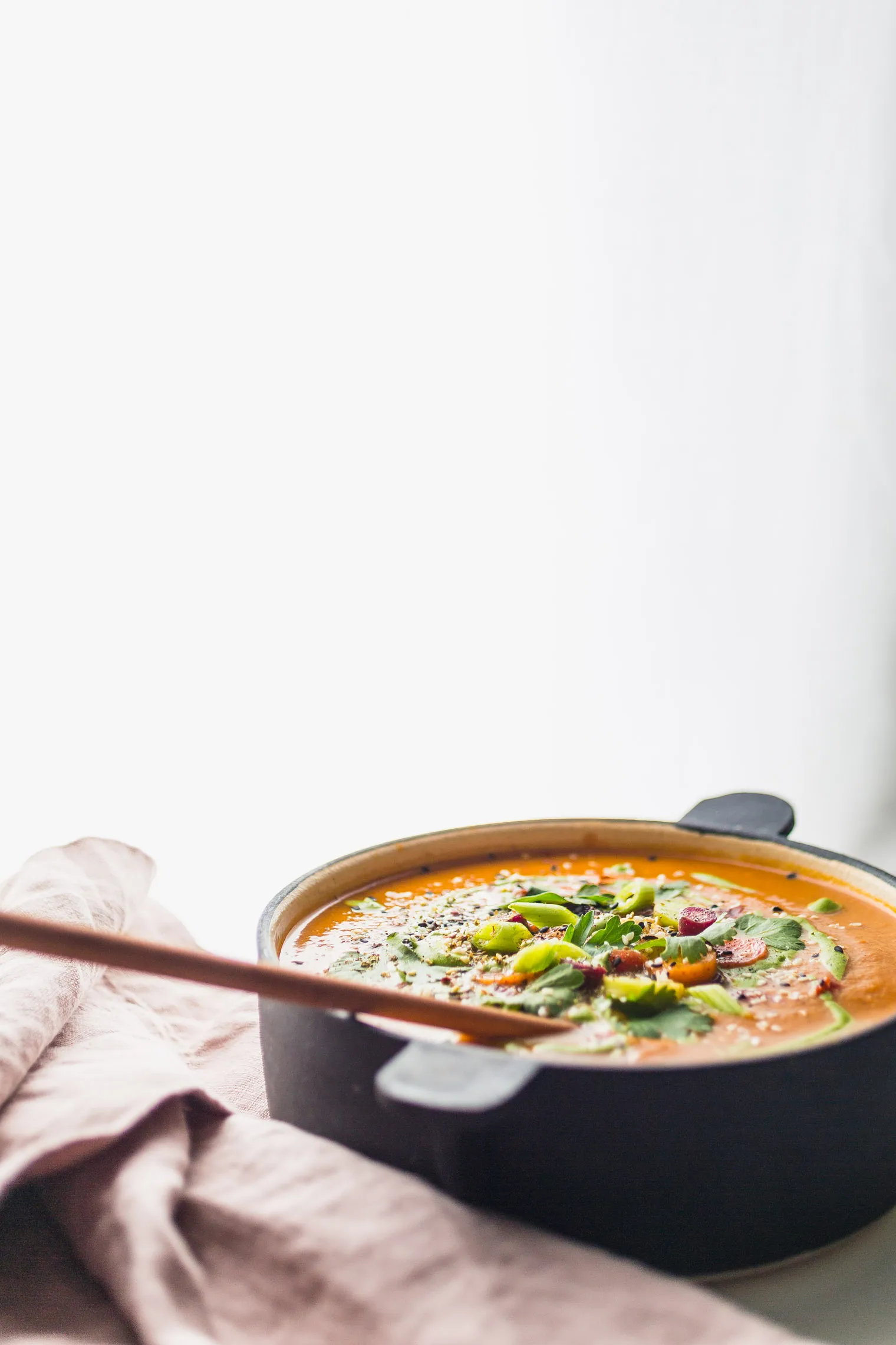 Spicy Carrot Soup Tahini Garlicky Greens