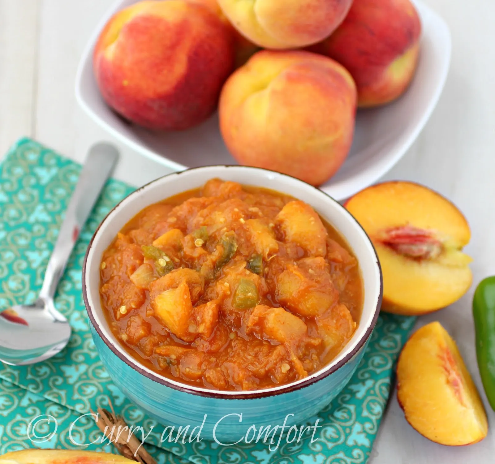 Spicy Rosemary Tomato Peach Chutney