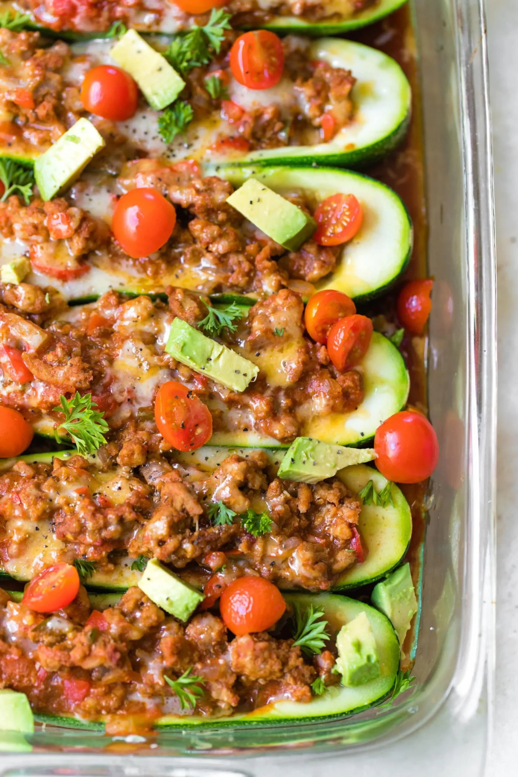 Spicy Taco Zucchini Boats