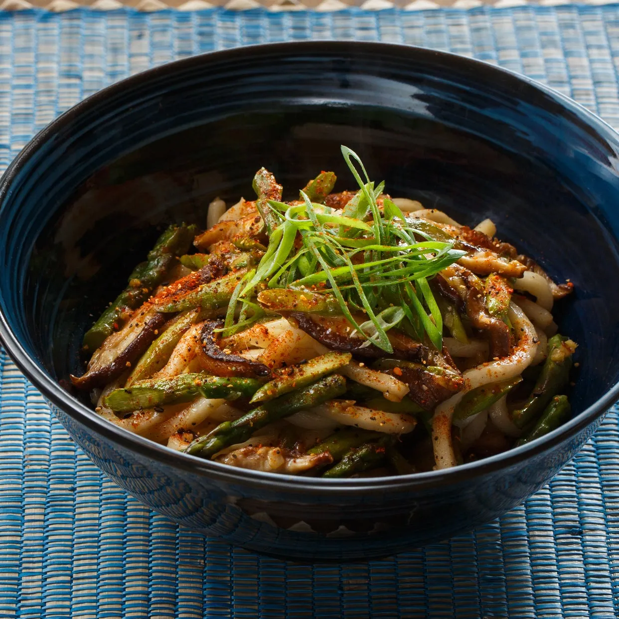Spicy Udon Noodle Stir Fry with Shiitake Mushrooms