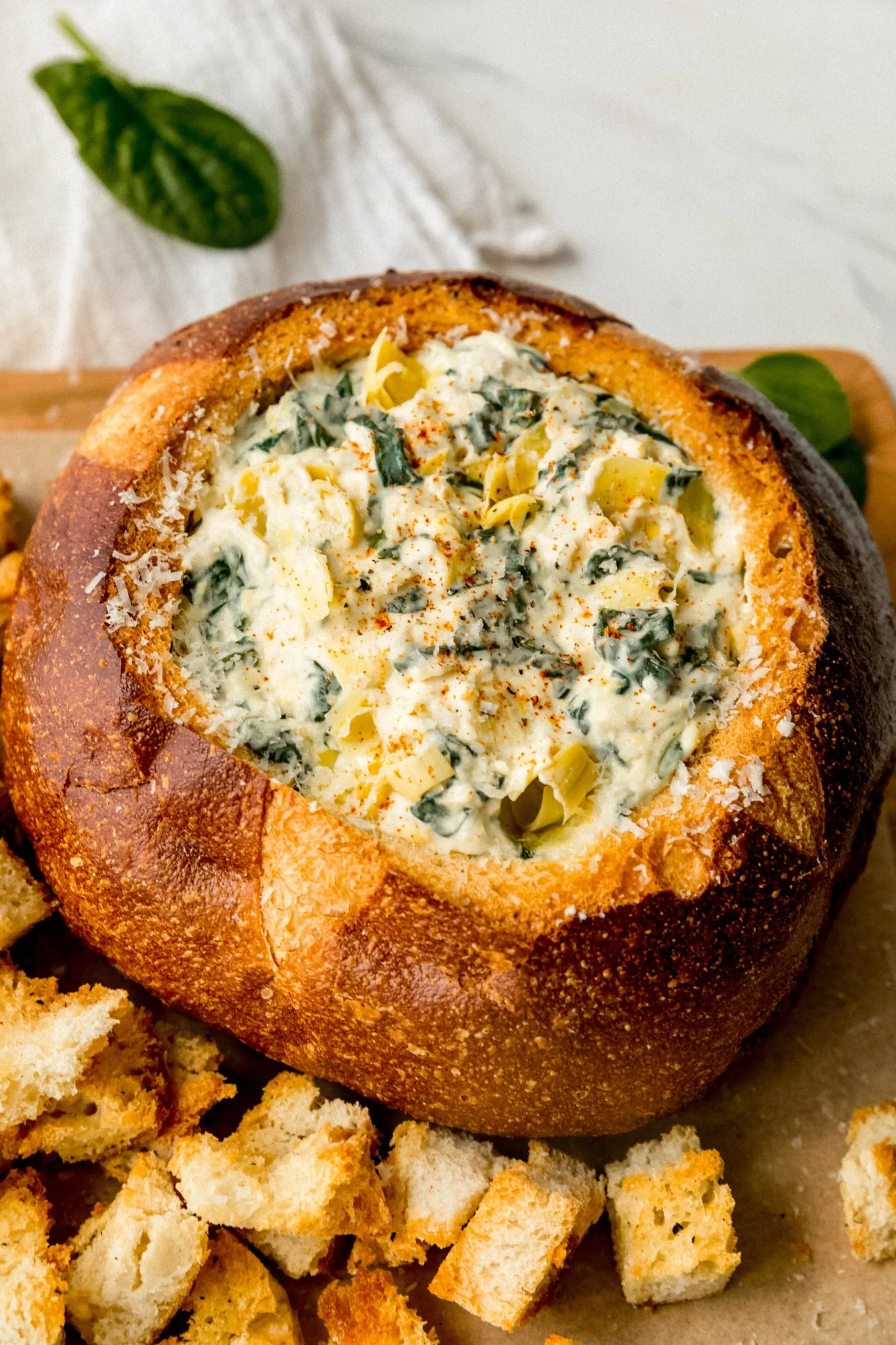 Spinach Artichoke Dip Bread Bowl