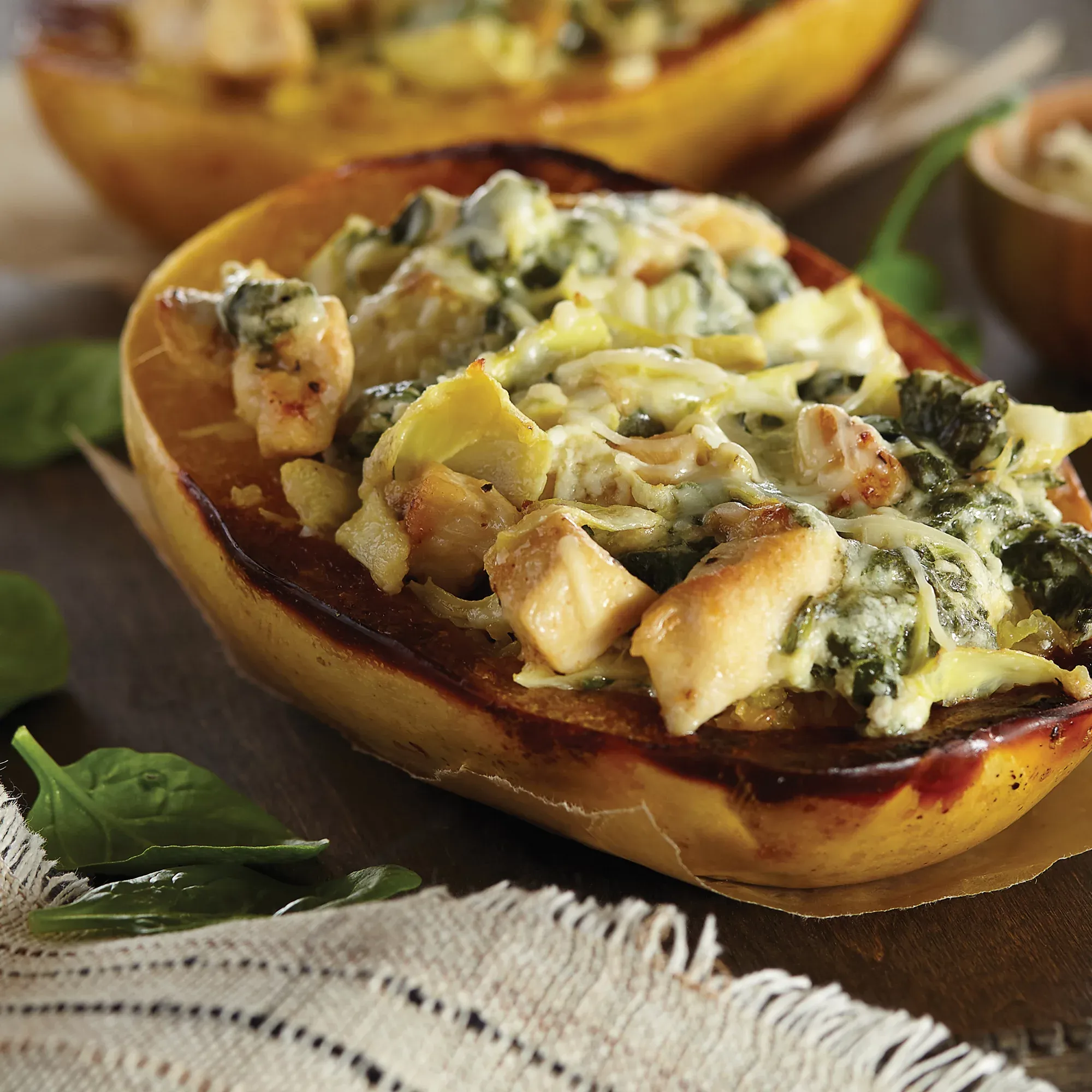 Spinach Artichoke Stuffed Spaghetti Squash