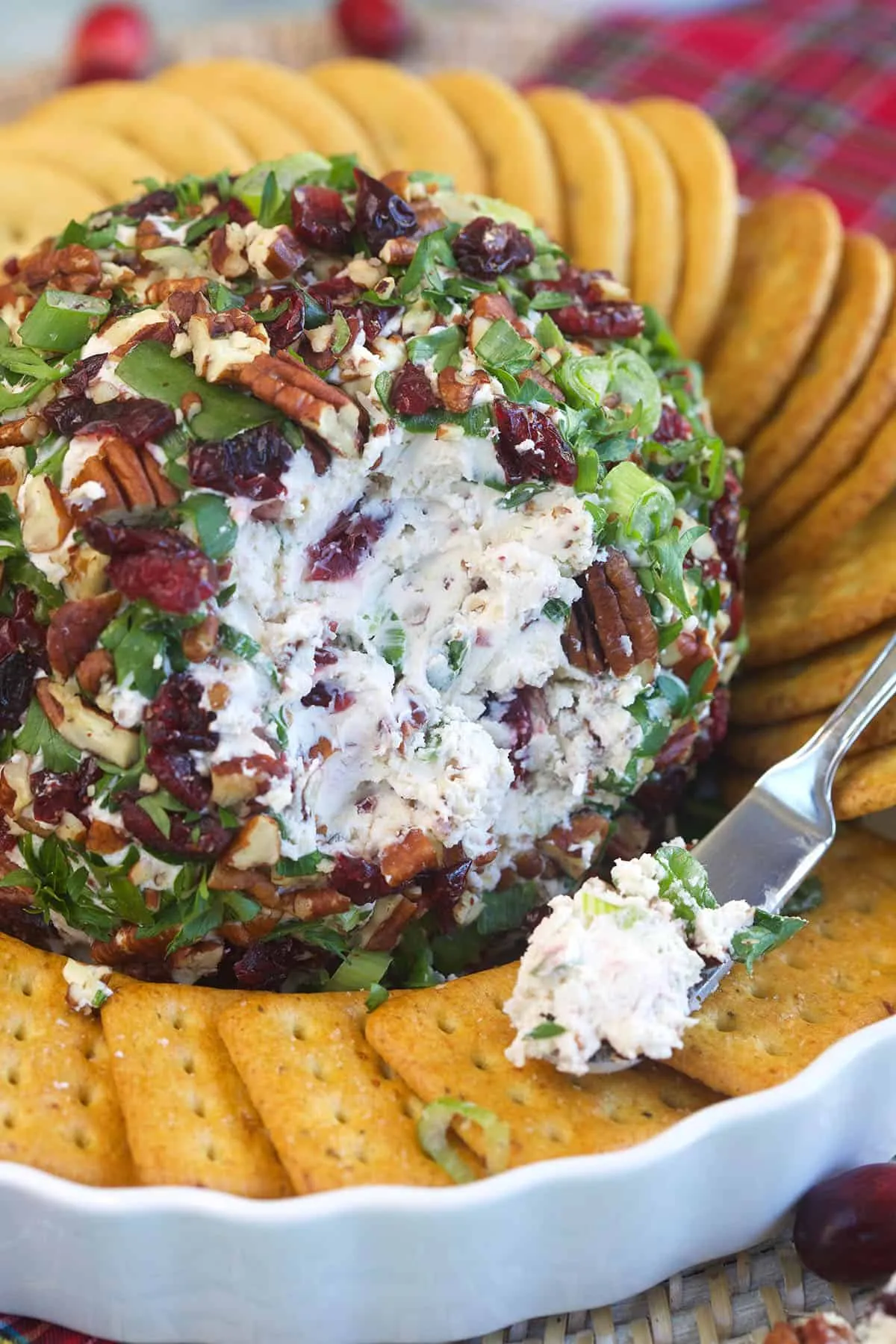 Spinach Cranberry Pecan Cheese Ball