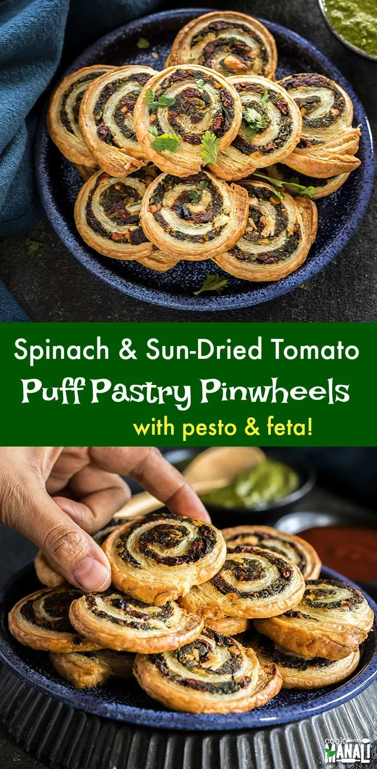 Spinach and Sundried Tomato Puff Pastry Pinwheels