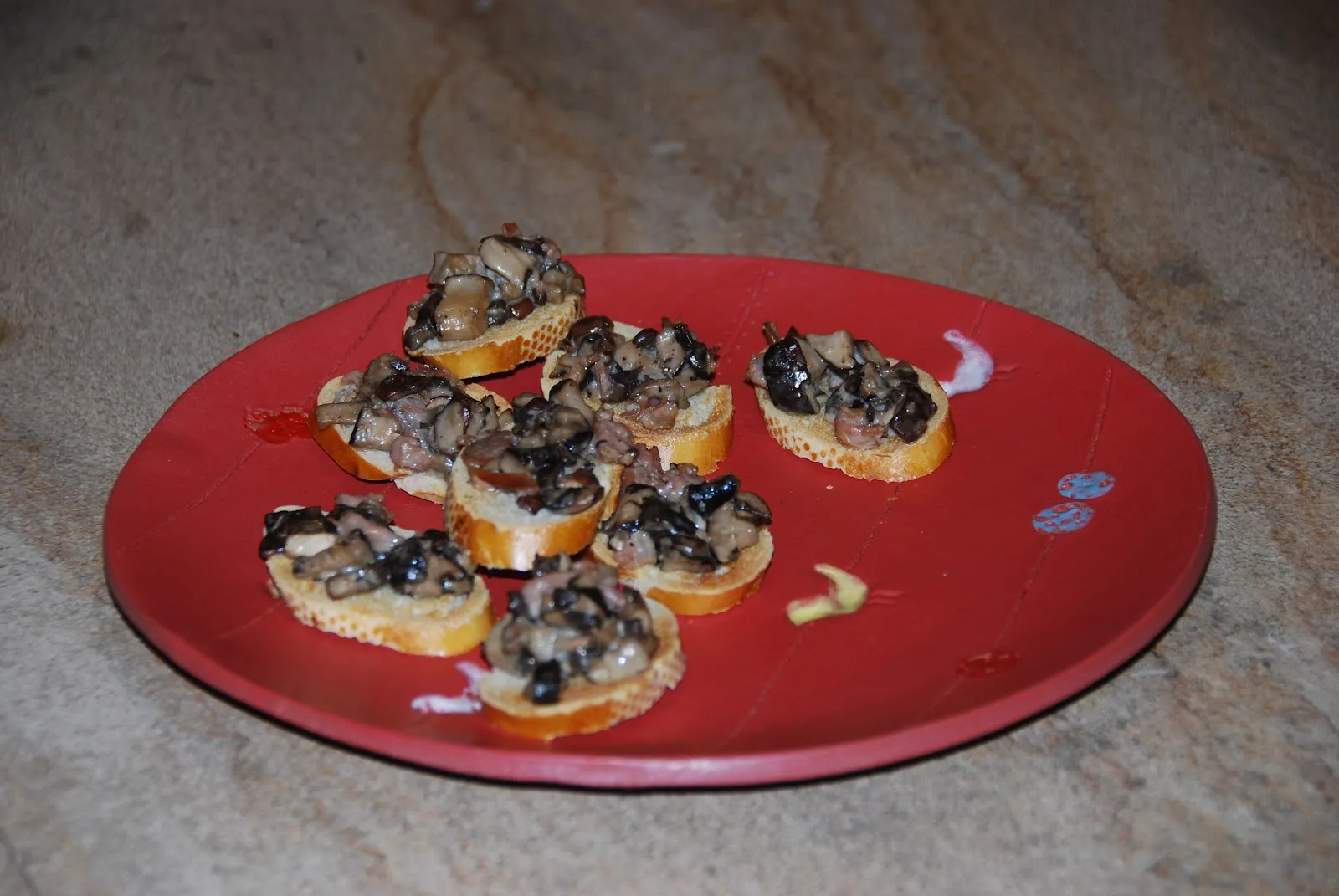Starter Mushrooms Prosciutto Blue Cheese Crostini