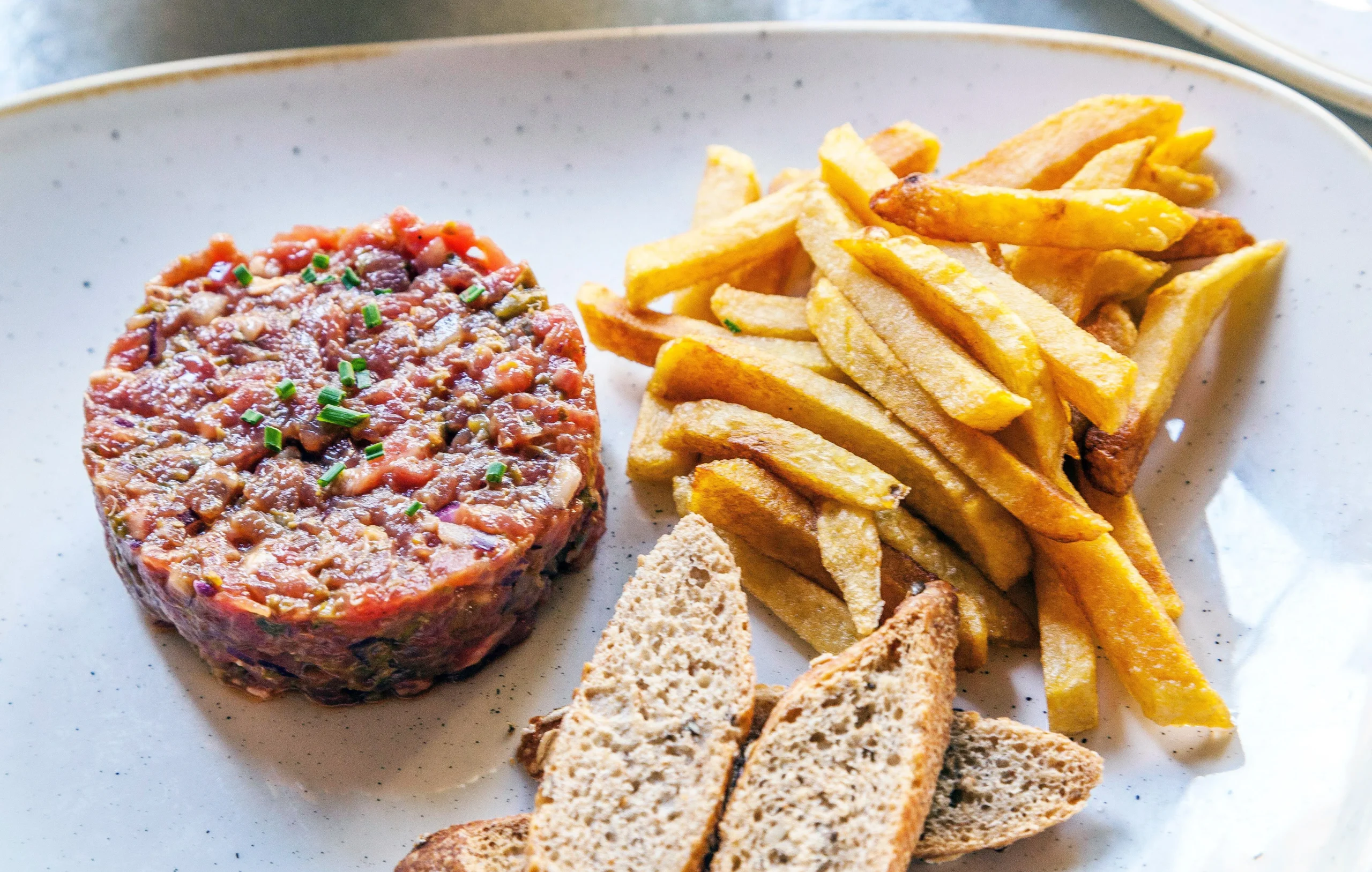 Steak Tartare on Ficelle with Lily Bulb Chips