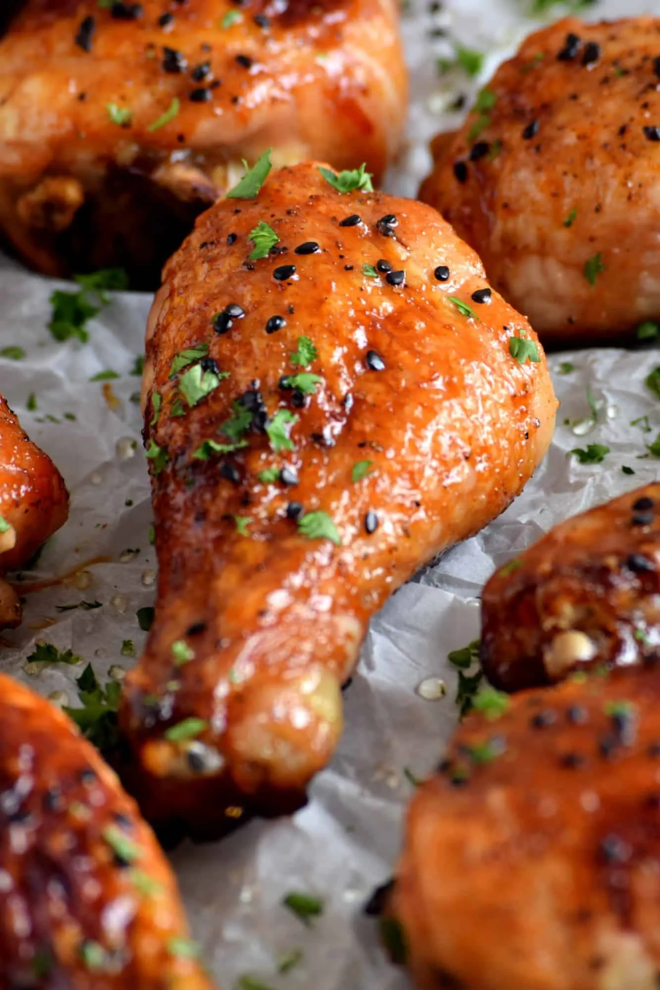 Sticky Honey Sriracha Chicken Drumsticks