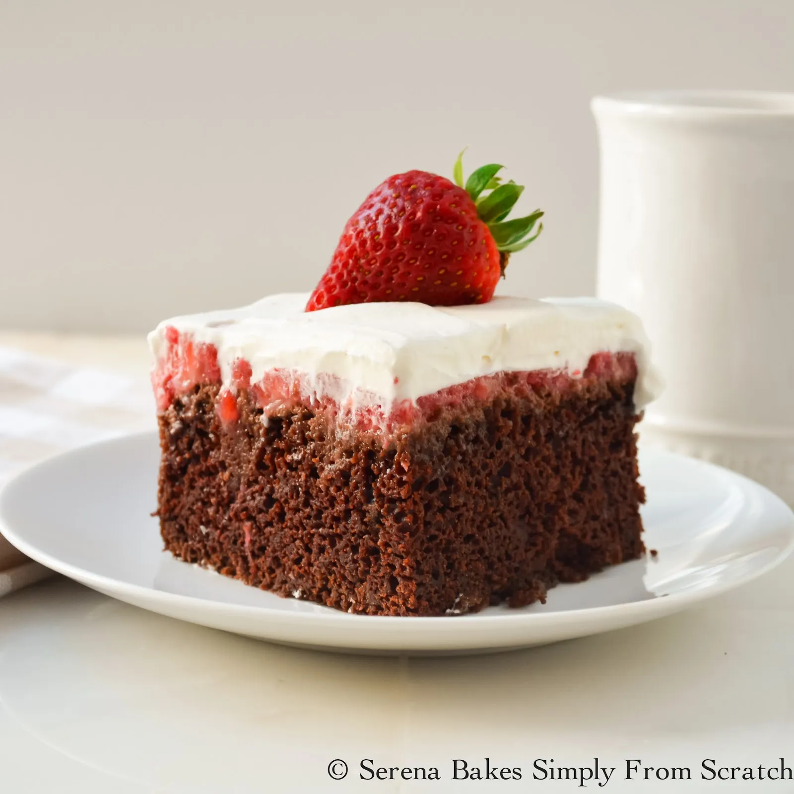 Strawberry Chocolate Poke Cake