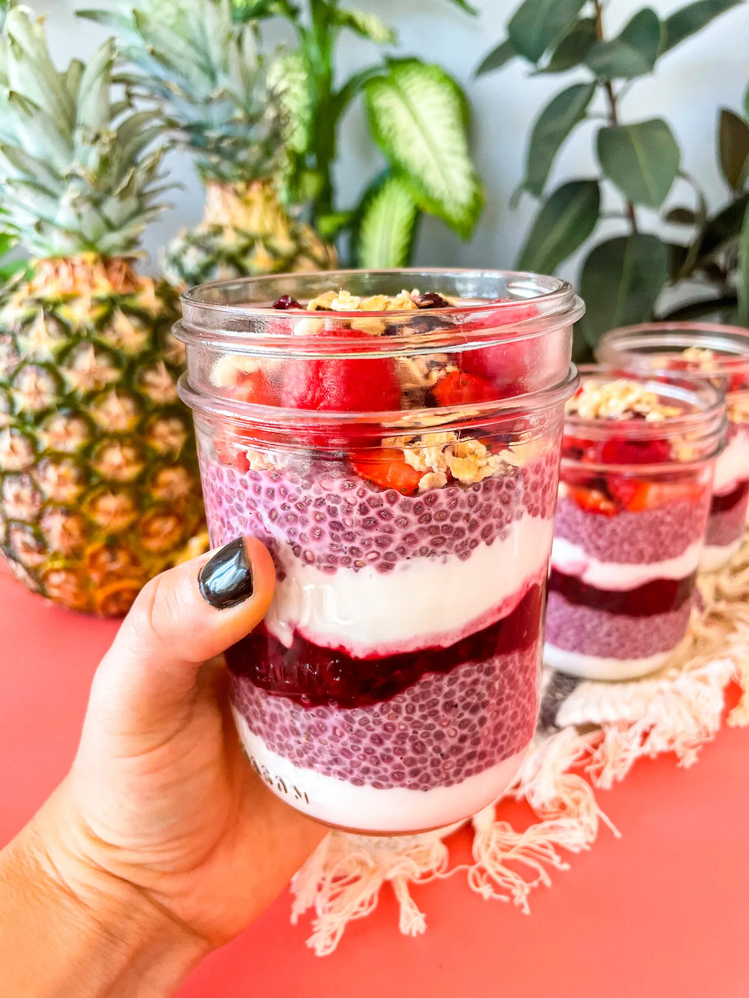 Strawberry Dragonfruit Chia Pudding