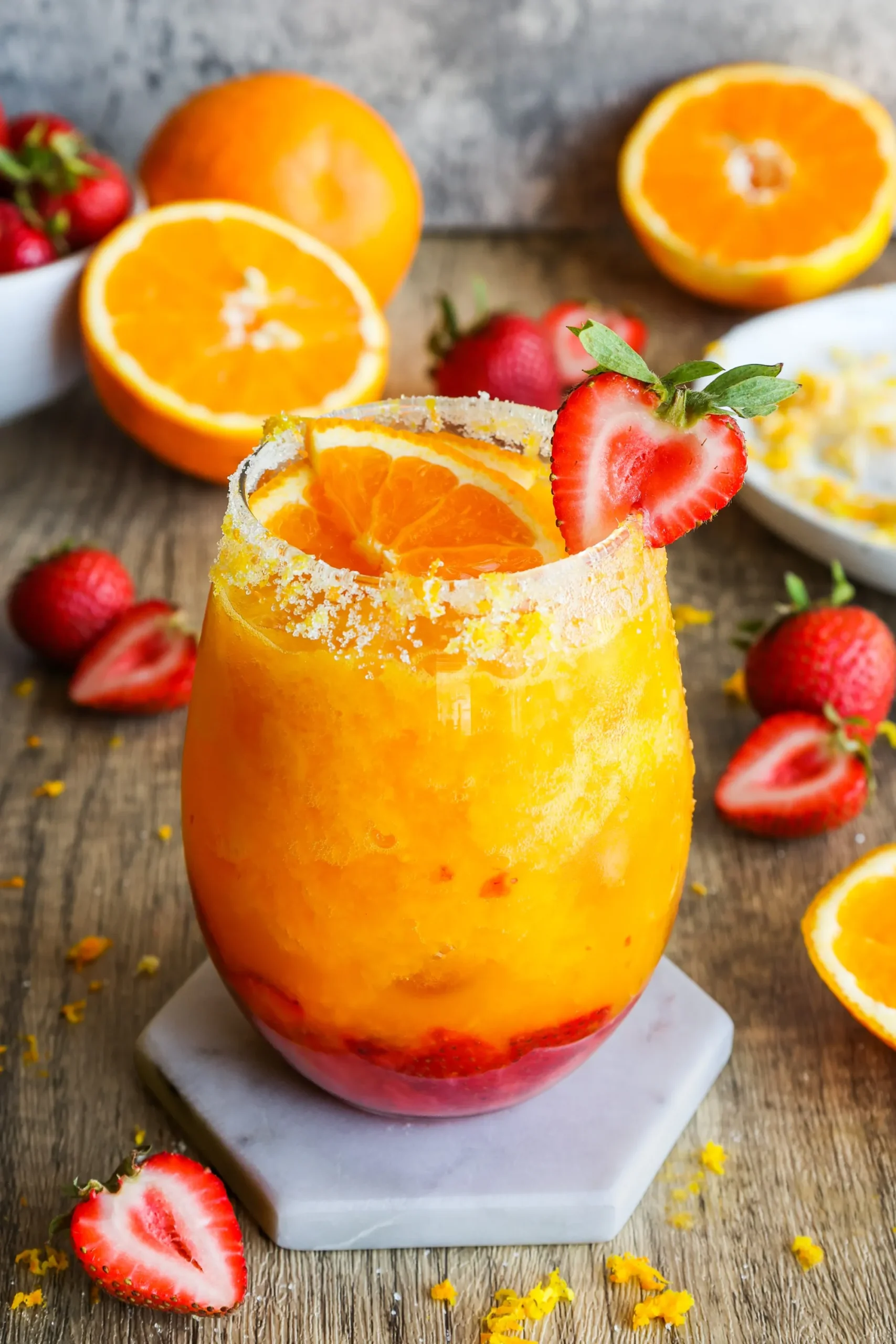 Strawberry Orange Mango Kombucha Mocktails