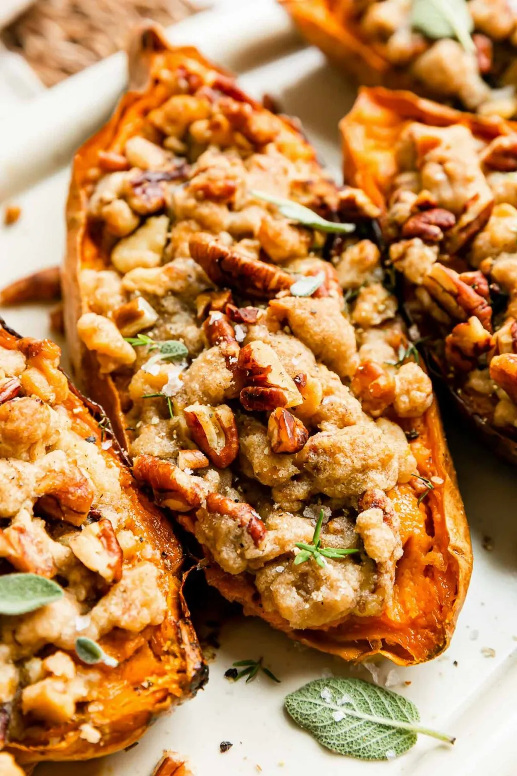 Streuseled Twice Baked Sweet Potatoes
