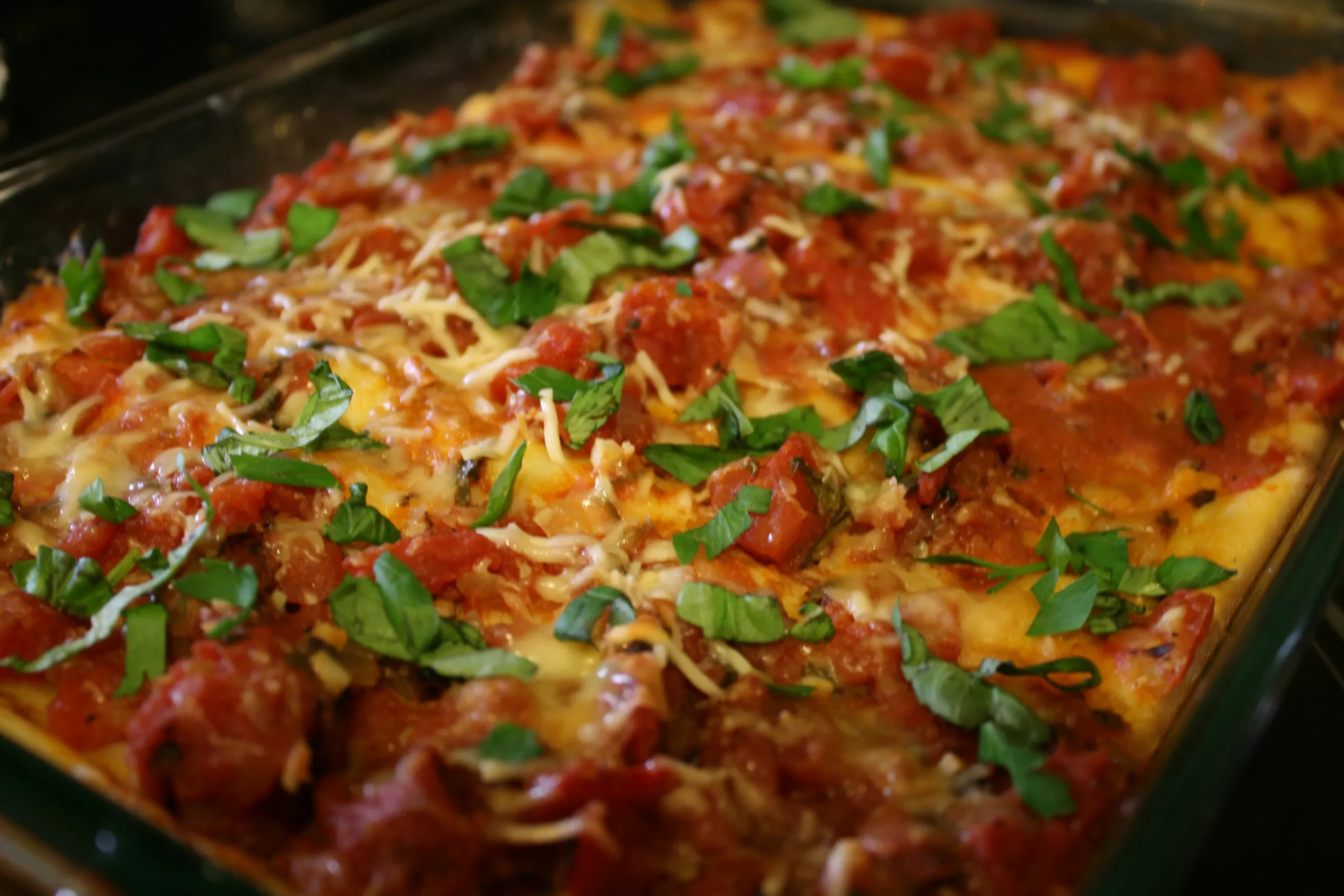 Stuffed Crepe Manicotti with Fresh Marinara Sauce