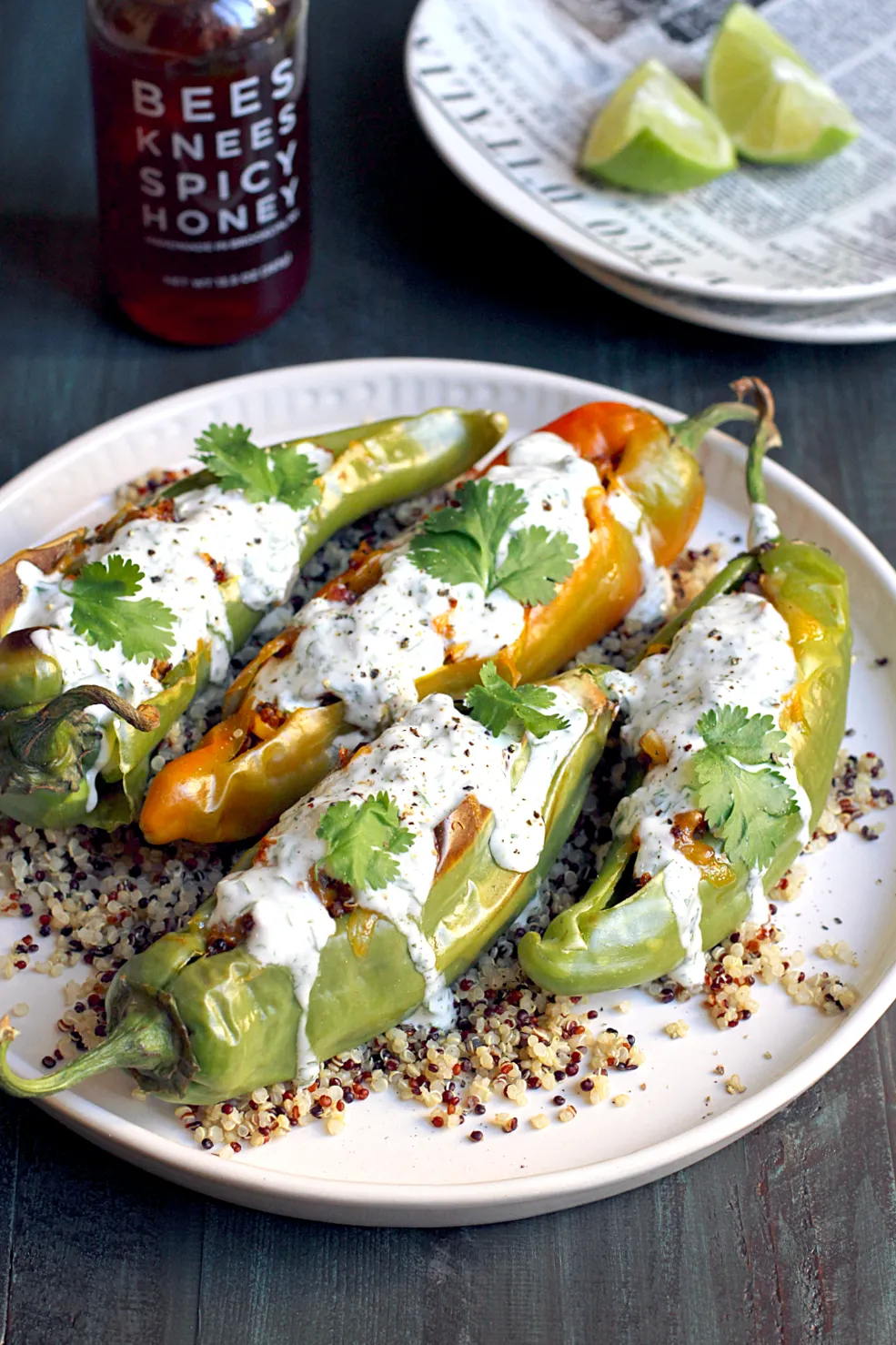 Stuffed Hatch Chiles with Cilantro Lime Yogurt