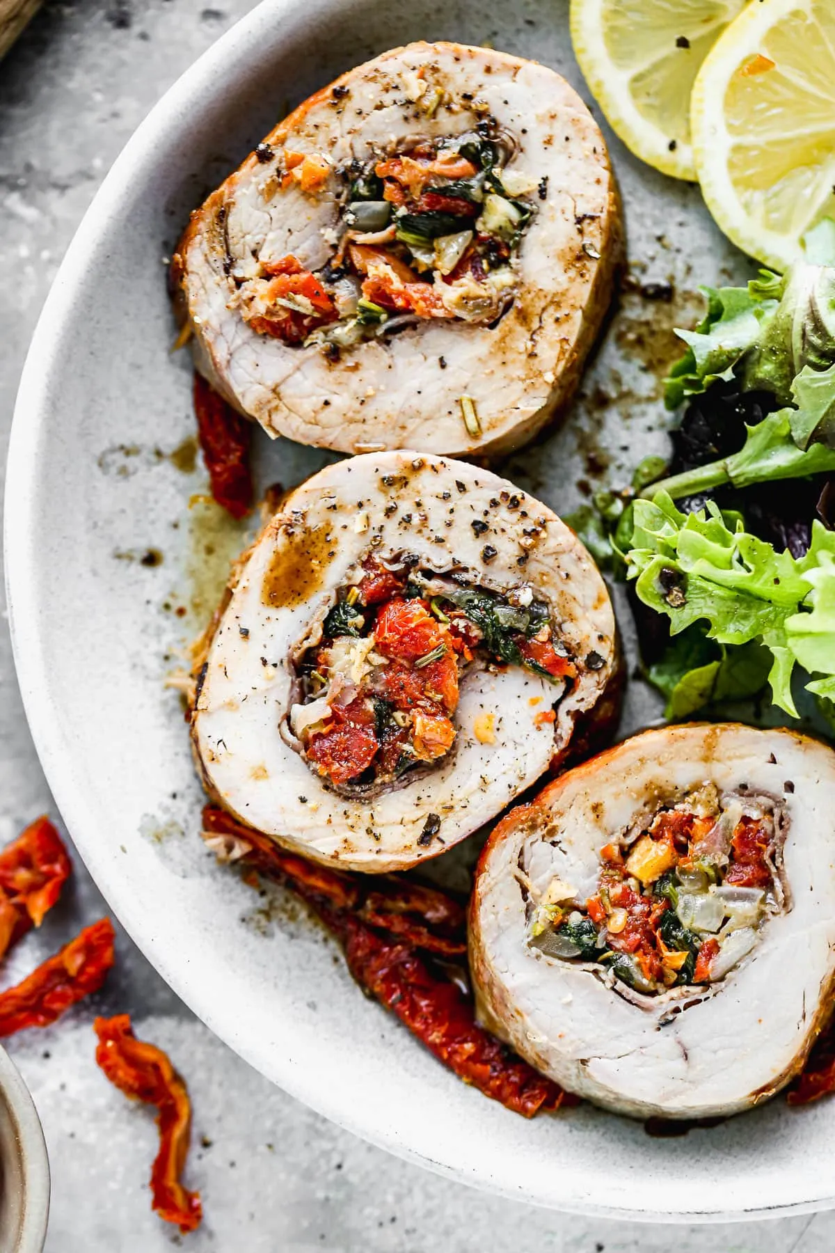 Stuffed Pork Tenderloin with Sauce