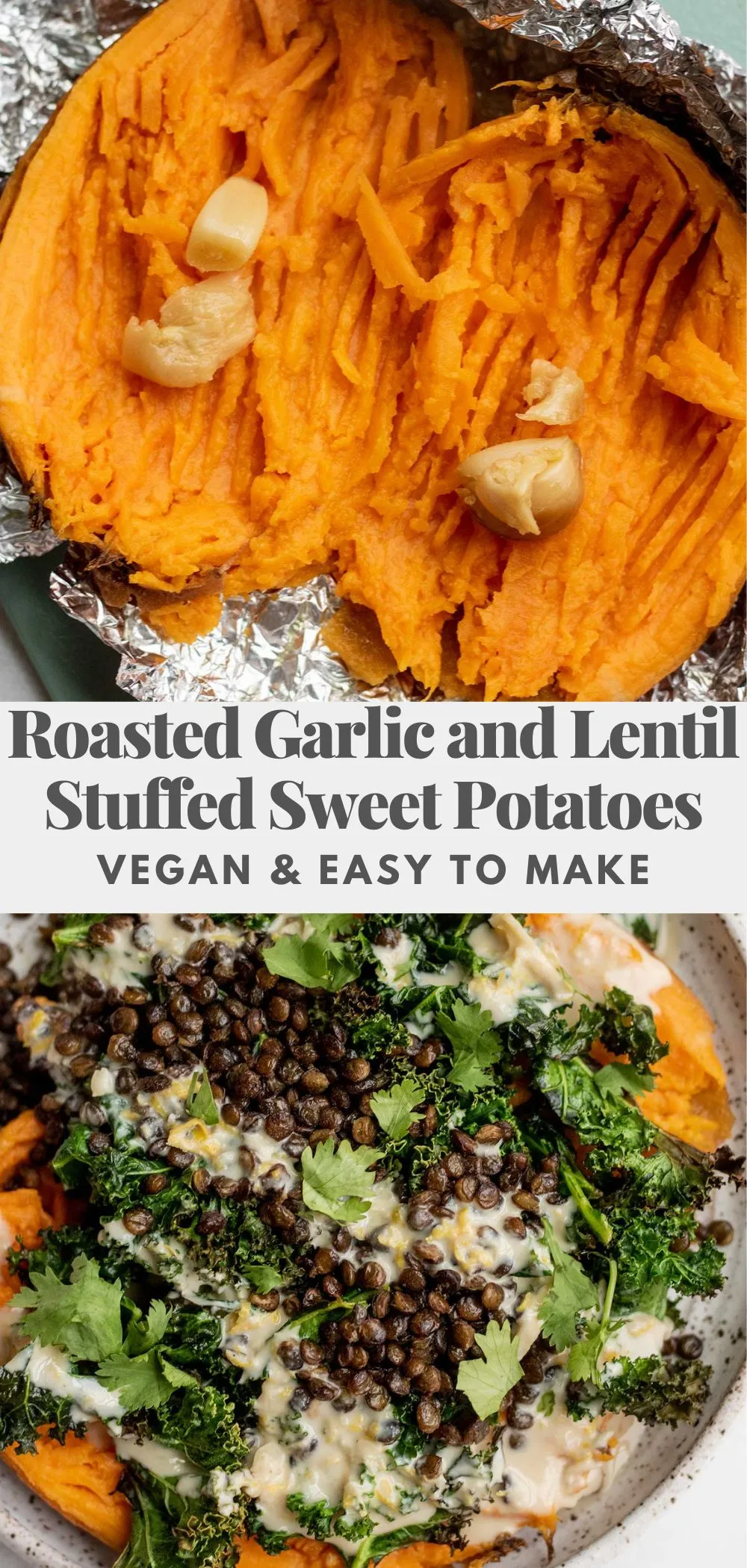 Stuffed Sweet Potatoes with Crispy Lentils