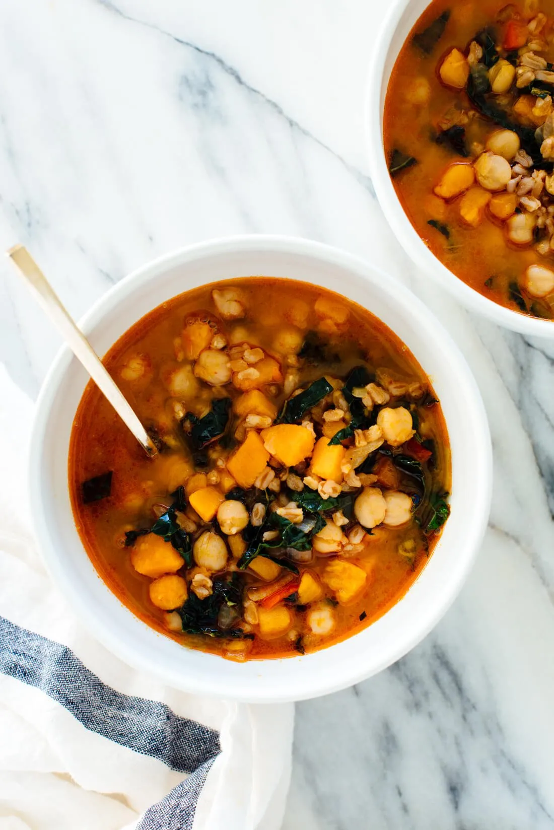 Sweet Potato Kale and Chickpea Soup