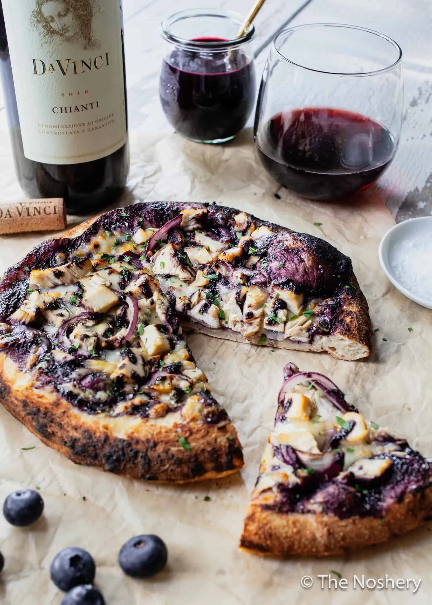 Sweet Tangy Blueberry Barbecue Chicken Pizza