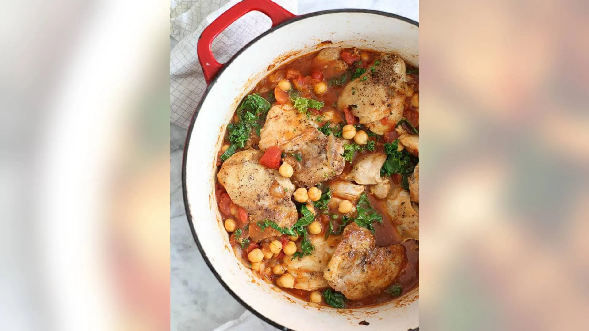 Tabasco Braised Chicken Chickpeas Kale