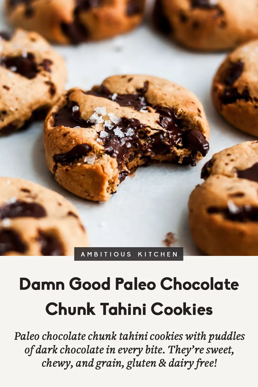 Thick Chewy Chocolate Chip Tahini Cookies Gluten Free Flourless