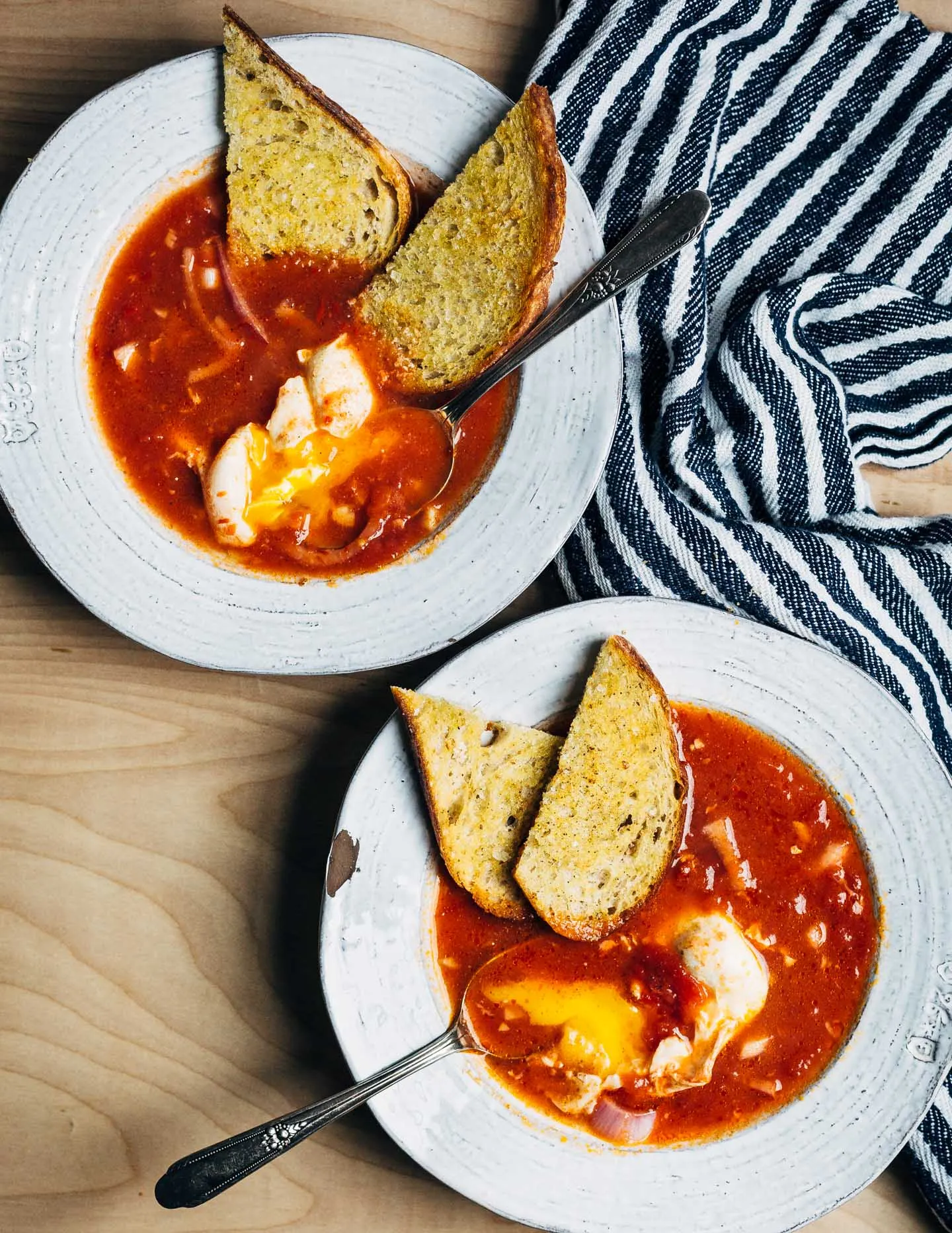 Tomato Soup Poached Eggs