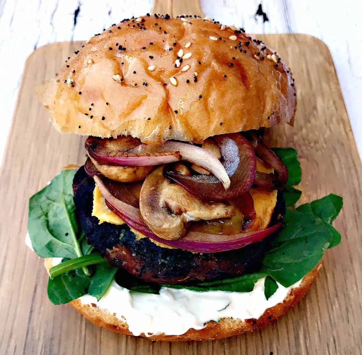 Truffle Oil Mushroom Onion Grilled Burger
