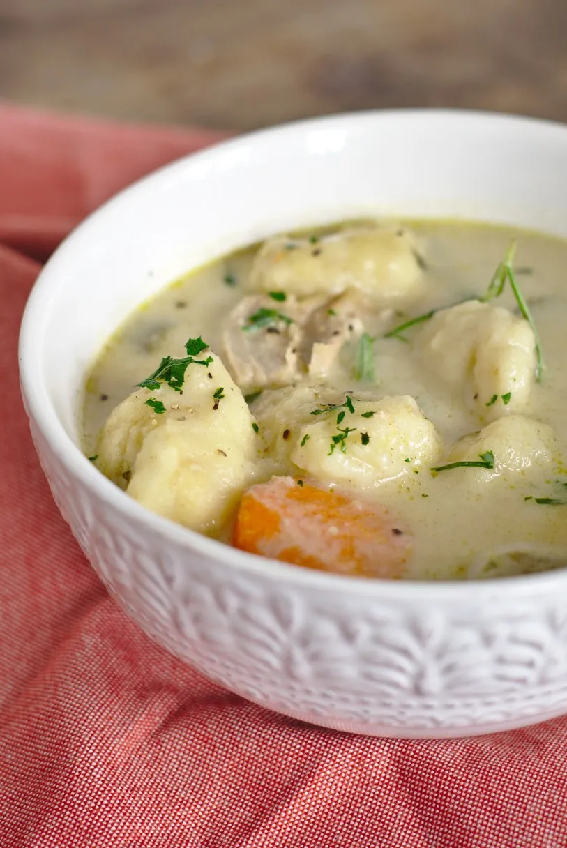 Turkey Soup with Little Herbed Dumplings