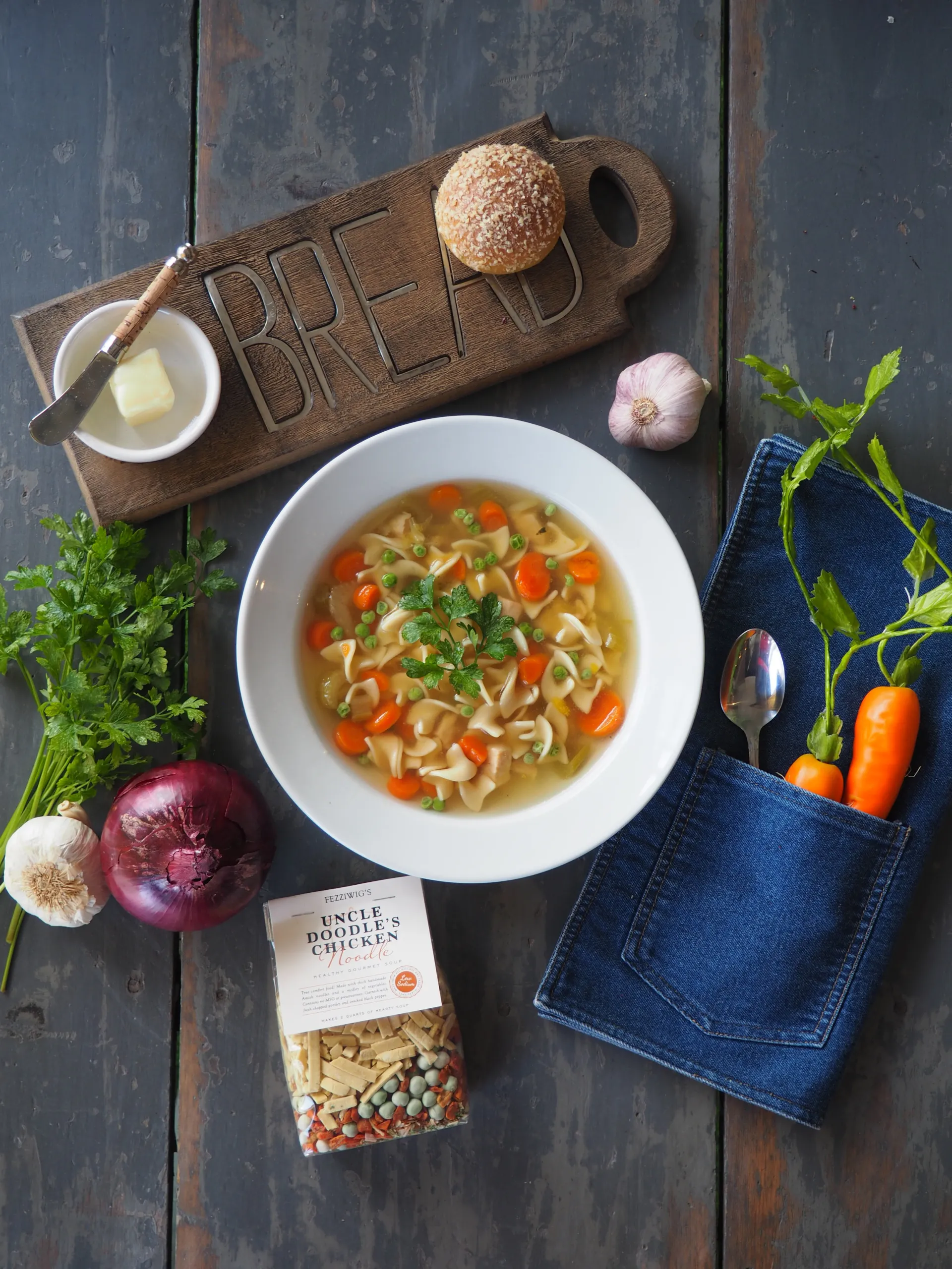 Uncle Butterballs Chicken Noodle Soup with Drumsticks