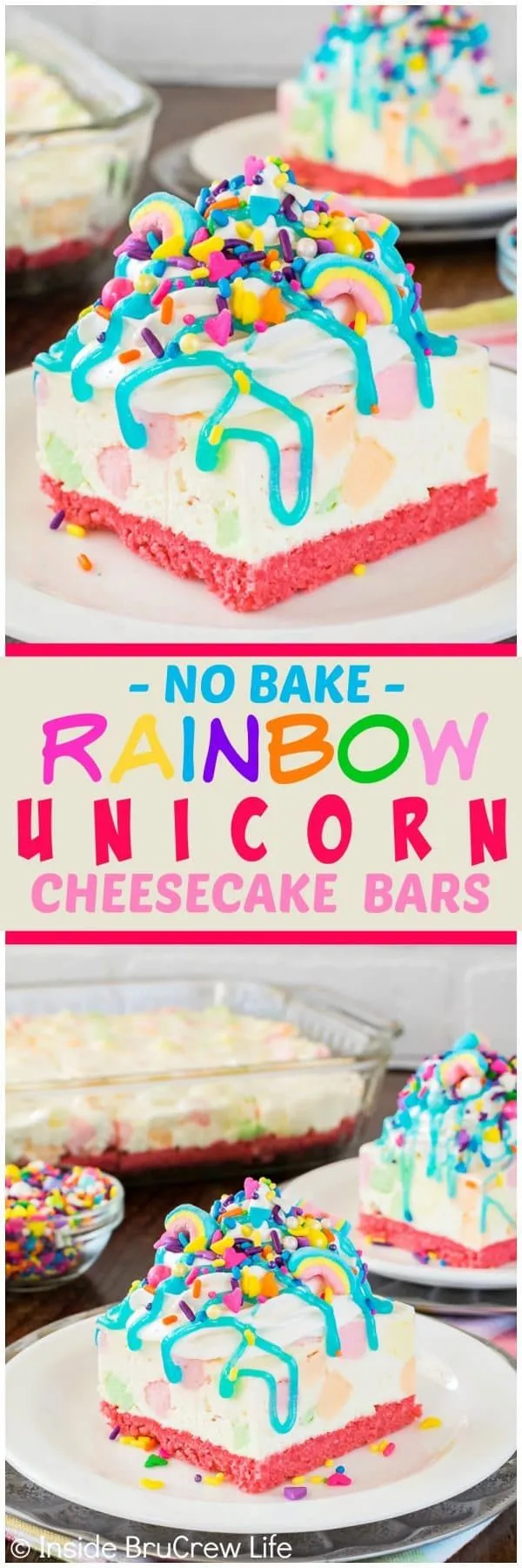 Unicorn Rainbow Cheesecake Bars