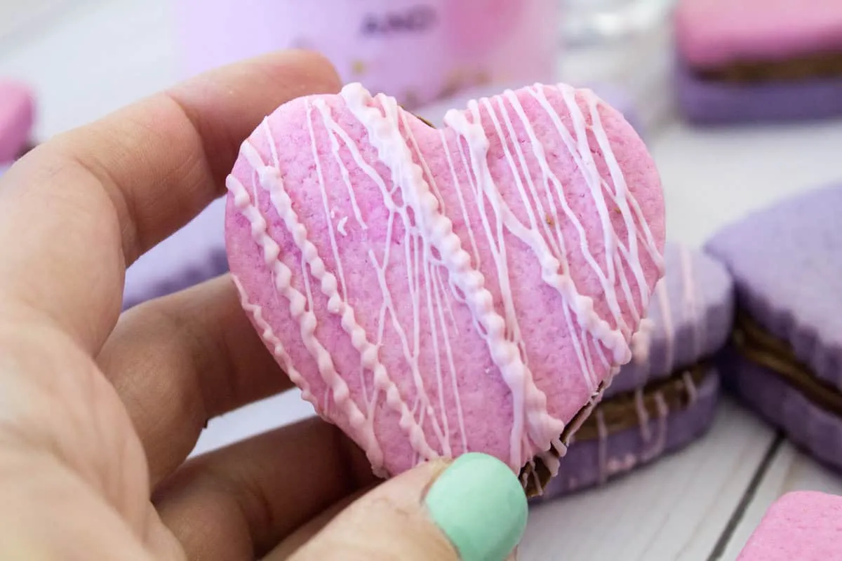 Valentine Heart Sandwich Cookies Fudge Filling