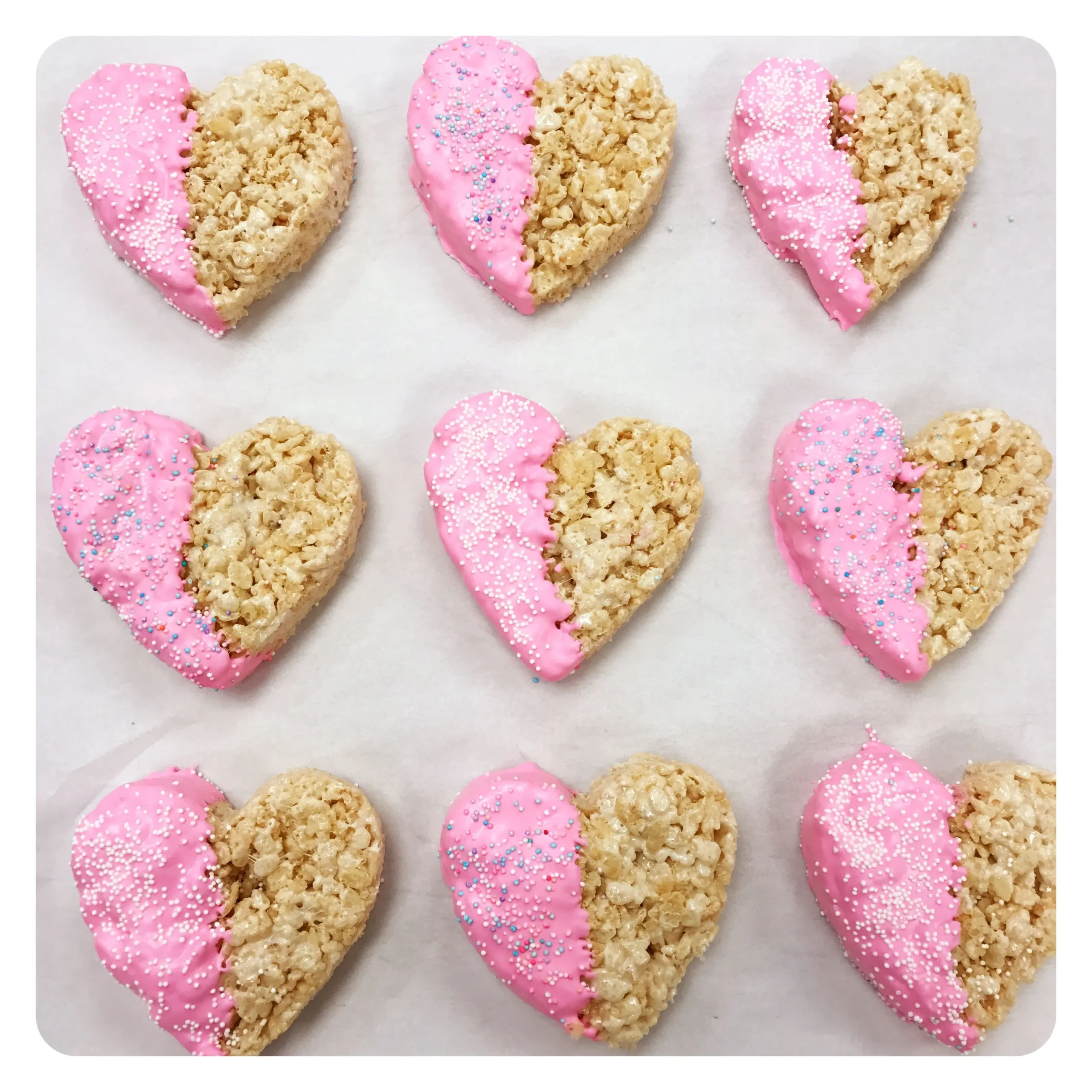 Valentine's White Chocolate Dipped Krispy Treats