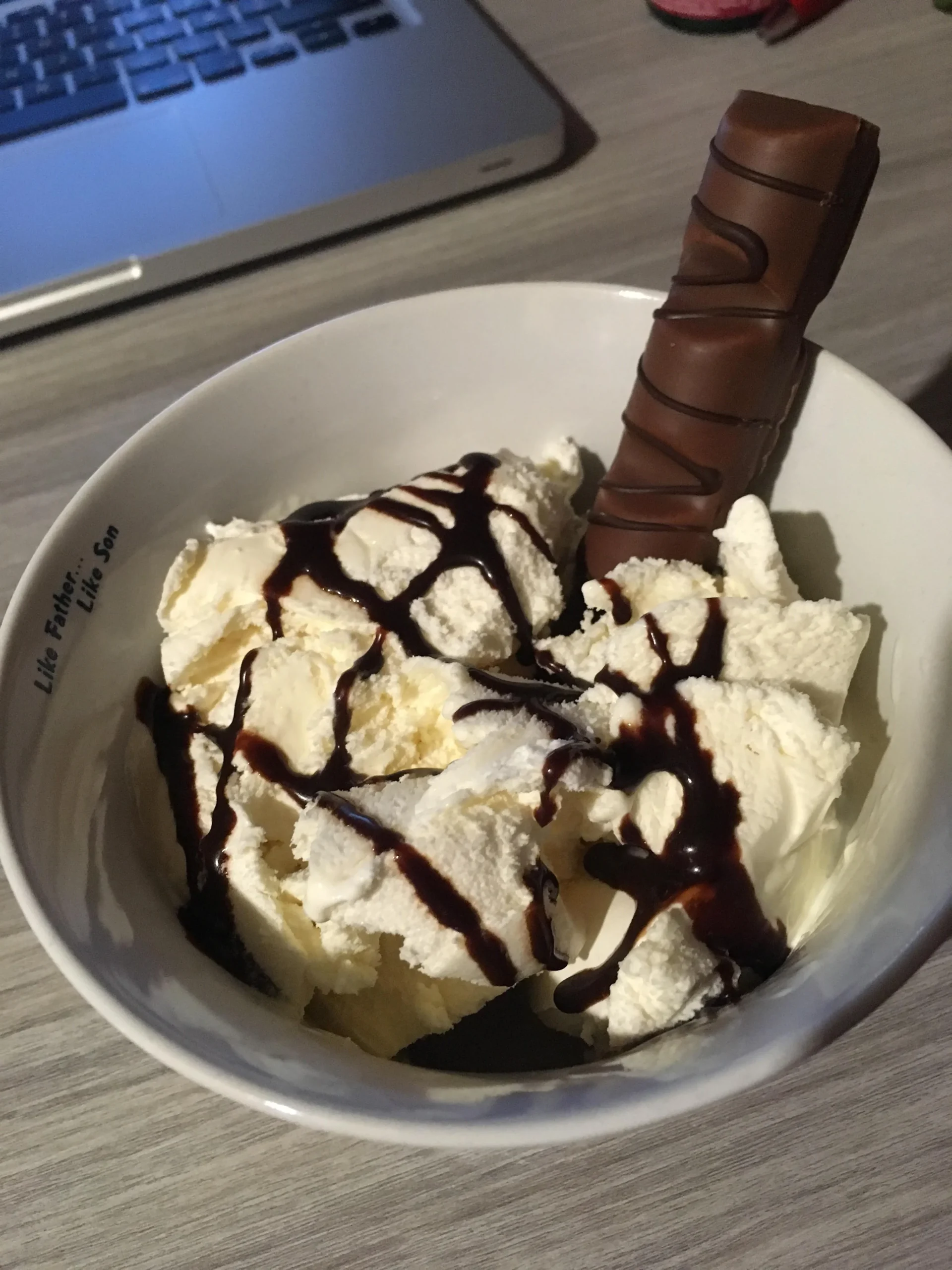 Vanilla Ice Cream with Chocolate Sauce