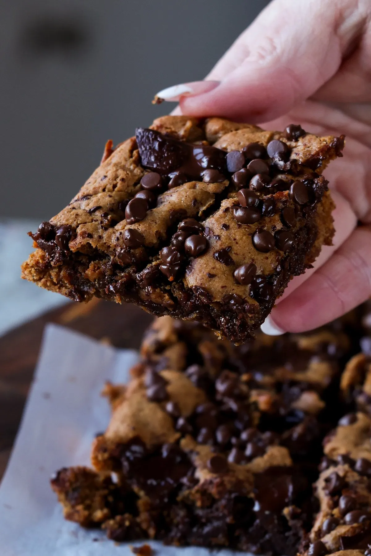 Vegan Almond Butter Blondies with Chocolate Chips