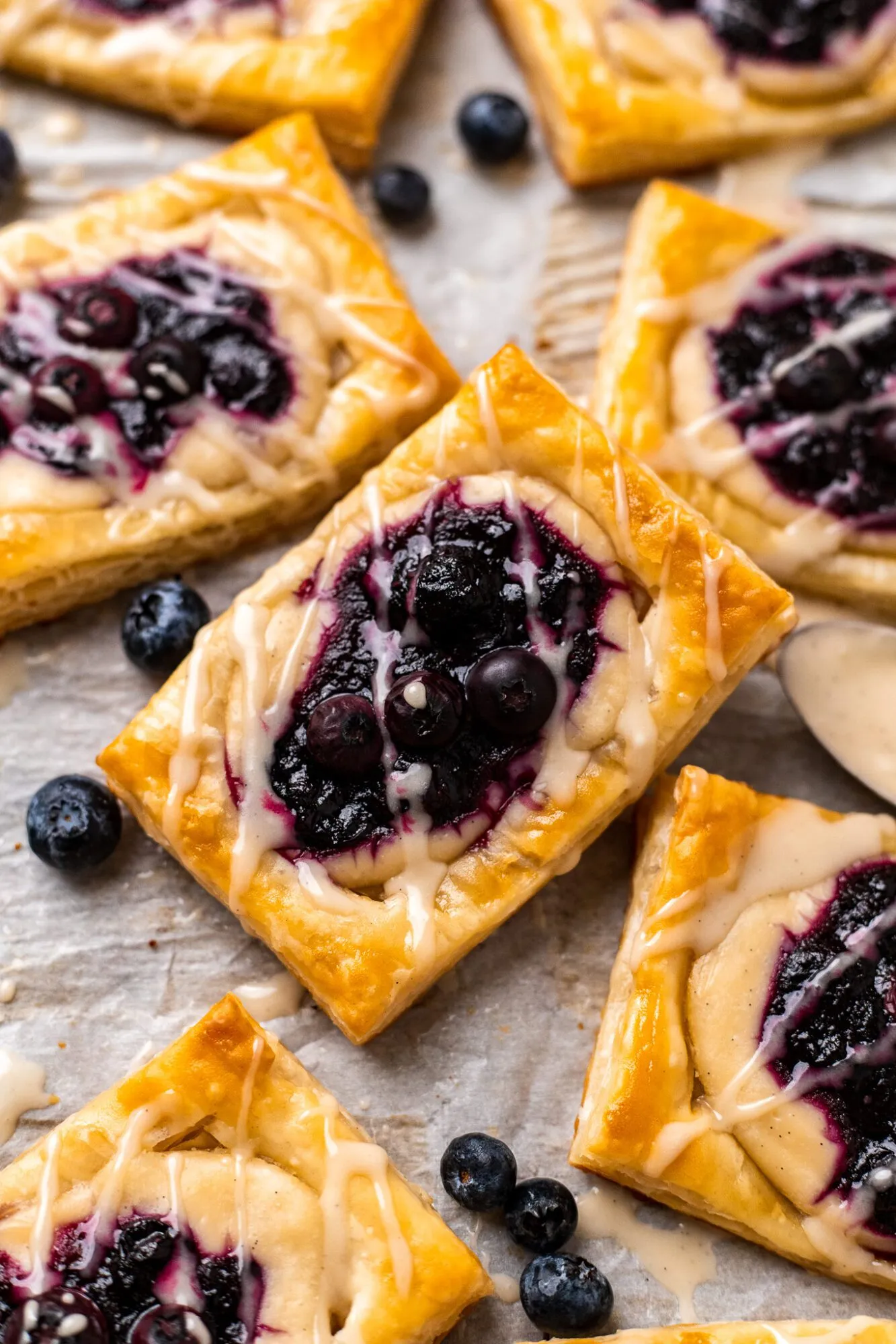 Vegan Blueberry Cream Cheese Danish with Puff Pastry