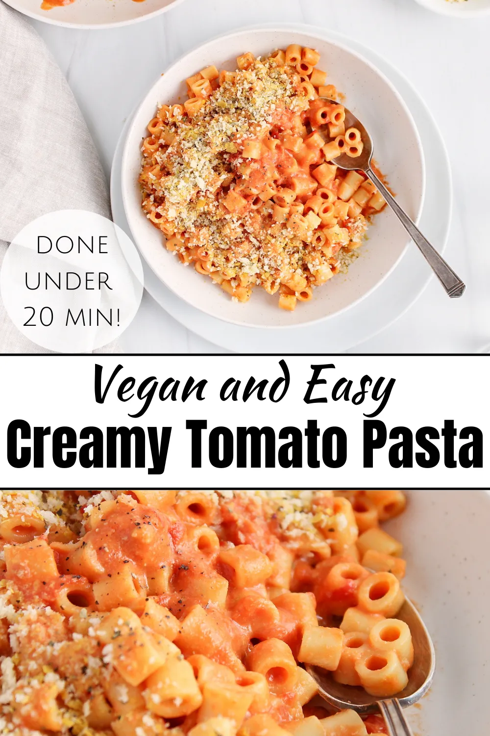 Vegan Creamy Tomato Pasta Pink Sauce Pasta